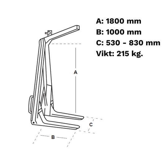LASTO Standard Pallgaffel justerbara fötter - WLL: 2500 kg