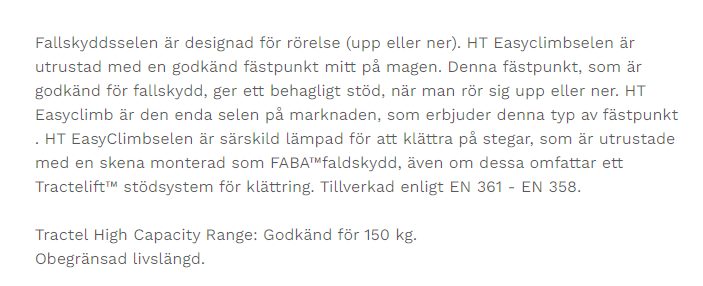 Ladda bild i galleriet, Tractel HT Fallskyddssele Easyclimb med klicklås-  stl M
