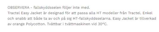 Tractel Easy jacket för fallskyddssele: one size