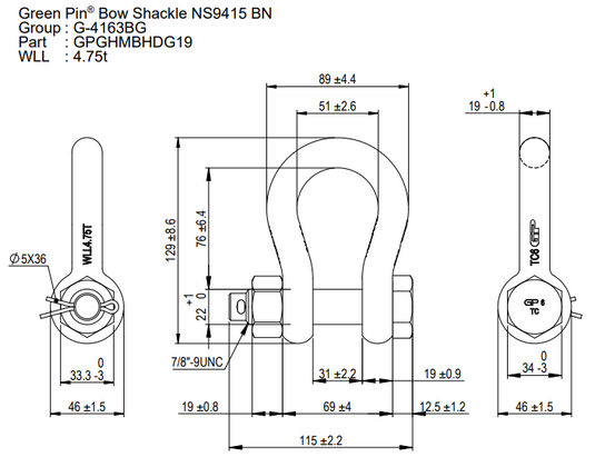 Schackel Green Pin® G-4163 - WLL: 4,75 T