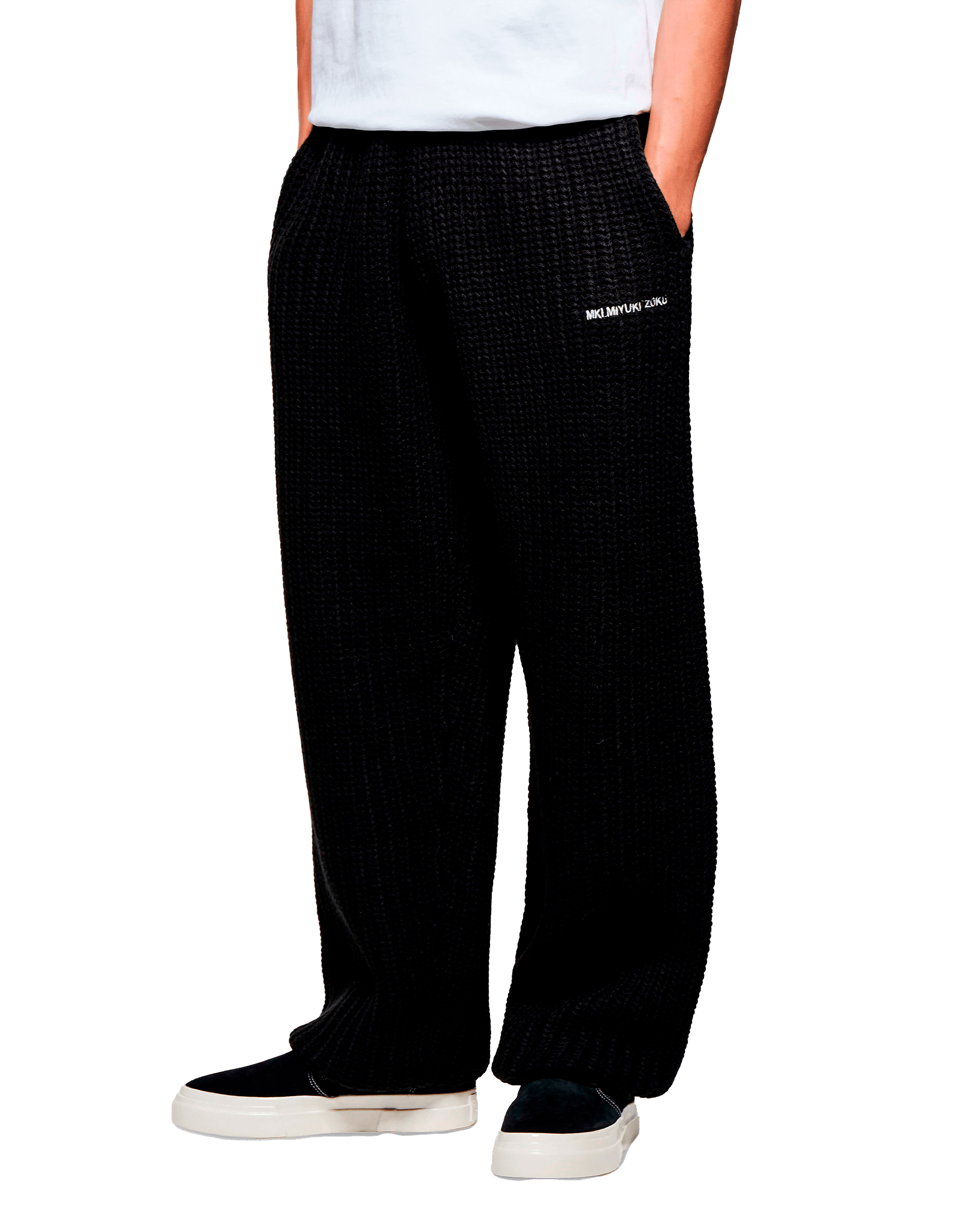 Chunky Rib Knit Wide Leg Joggers