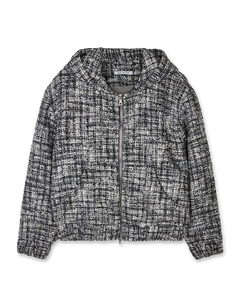 Bouclé Wool Hooded Zip-Up Jacket