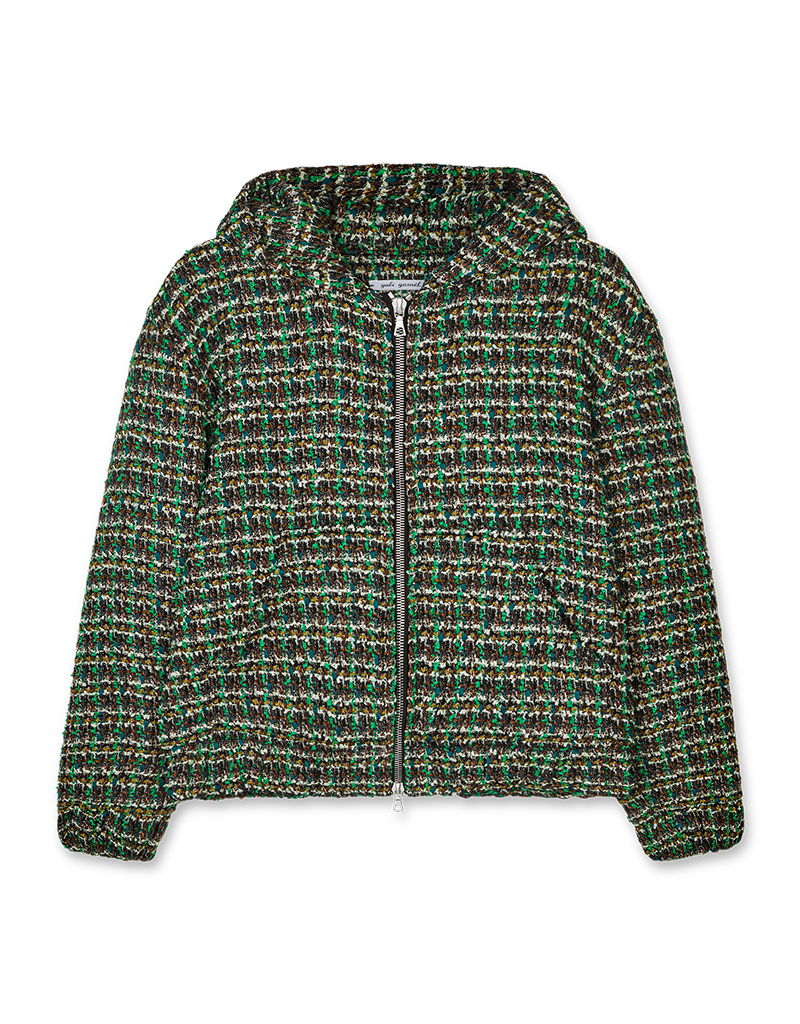 Bouclé Wool Hooded Zip-Up Jacket