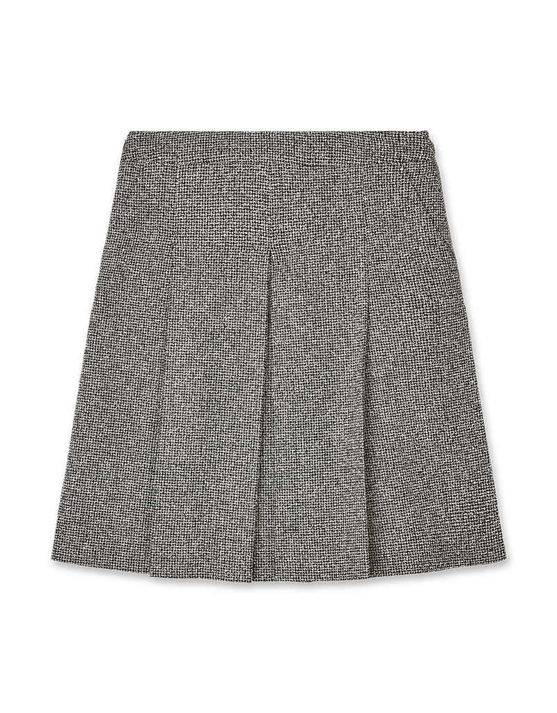 Bouclé Wool Full-Length Pleated Skirt