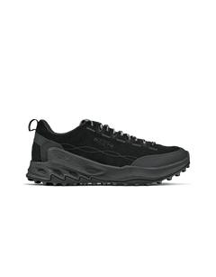 A pair of black KEEN Jasper Zionic M sneakers with a lace-up closure, mesh lining, and a rubber outsole.