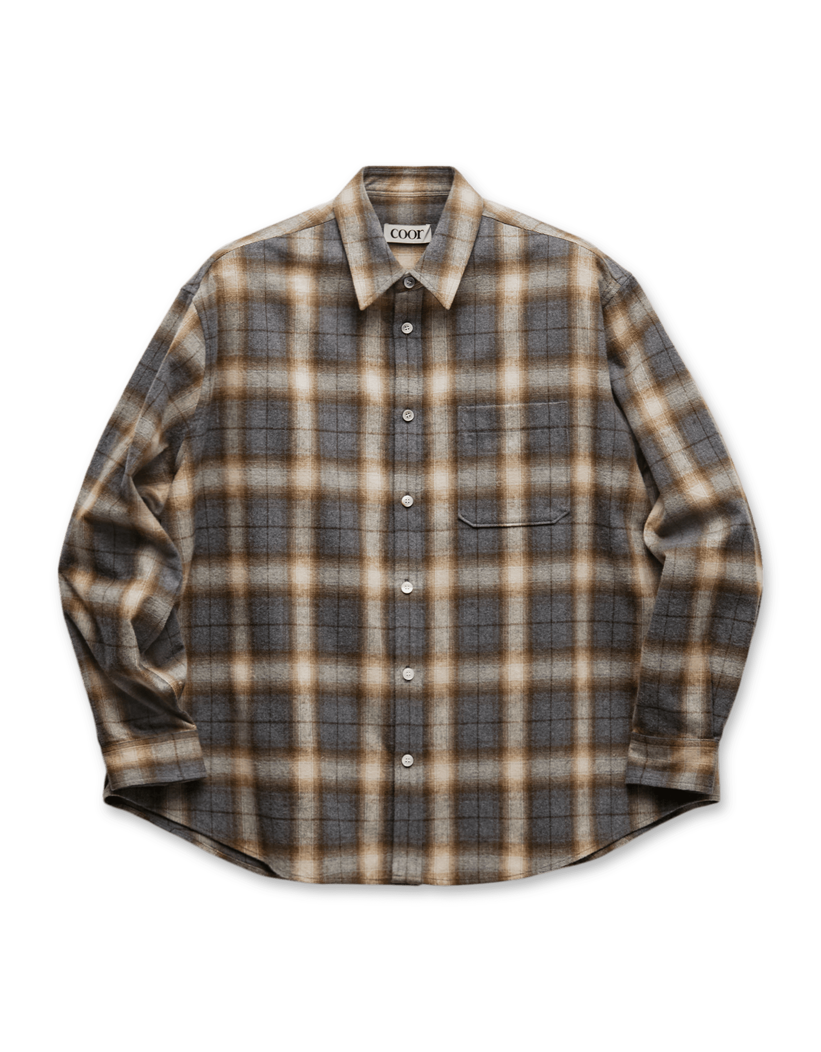 COOR Ombre Flannel One Pocket Checkered Shirt | Rezet Store