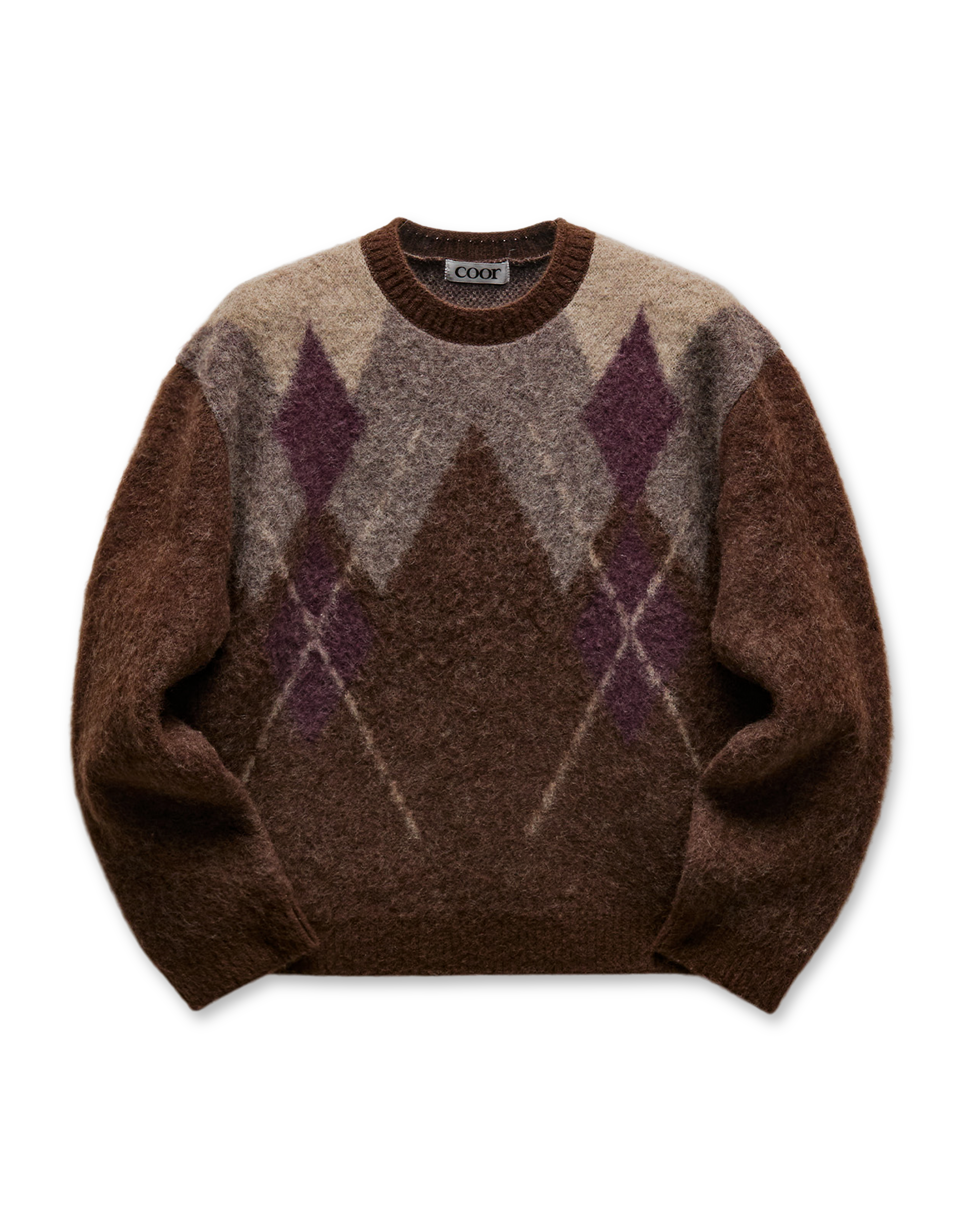 Hairy Mixed Argyle Crewneck Sweater