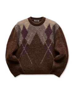 COOR Hairy Mixed Argyle Crewneck Sweater | Rezet Store