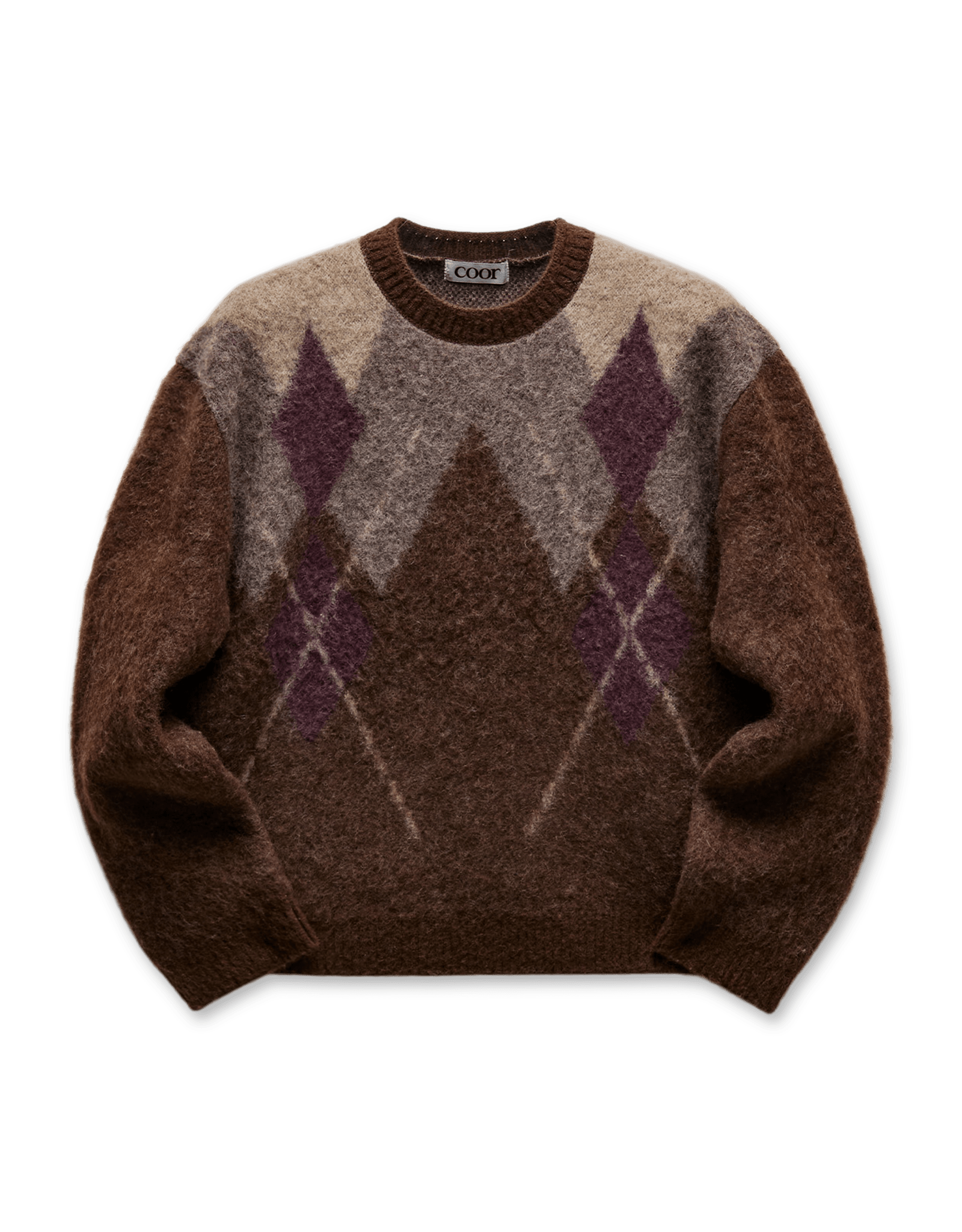 COOR Hairy Mixed Argyle Crewneck Sweater | Rezet Store