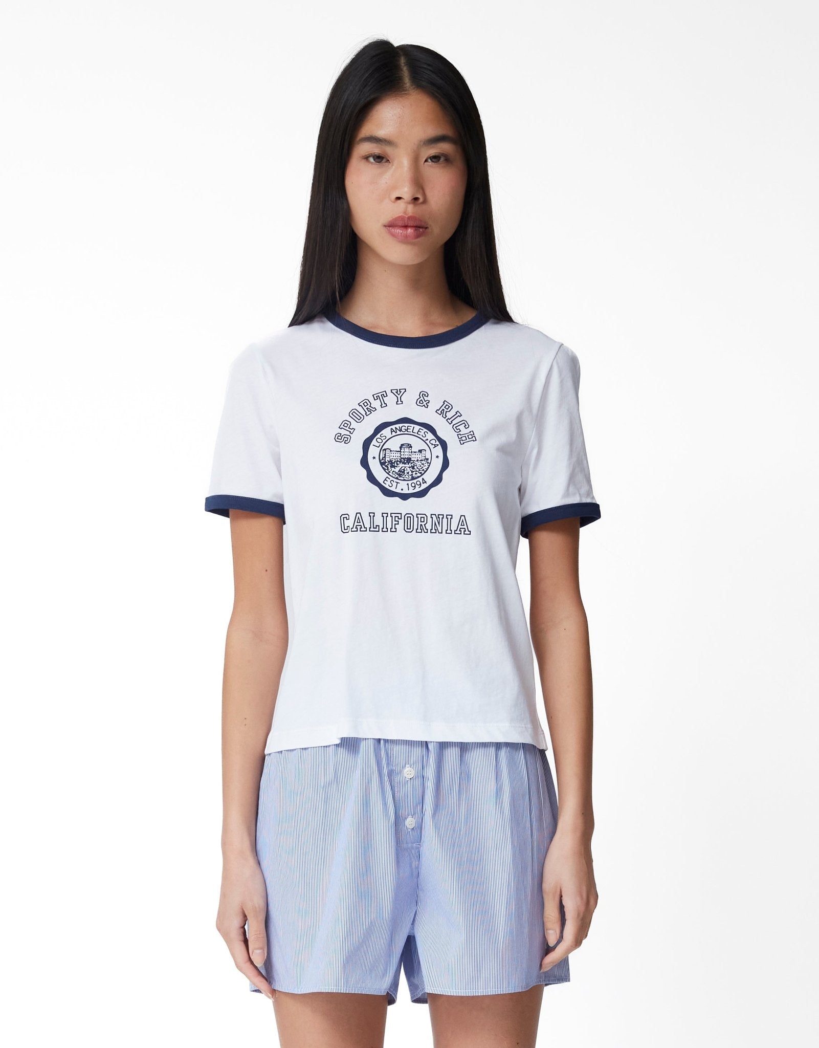 Sporty & Rich California Emblem Ringer T-Shirt - Rezetstore