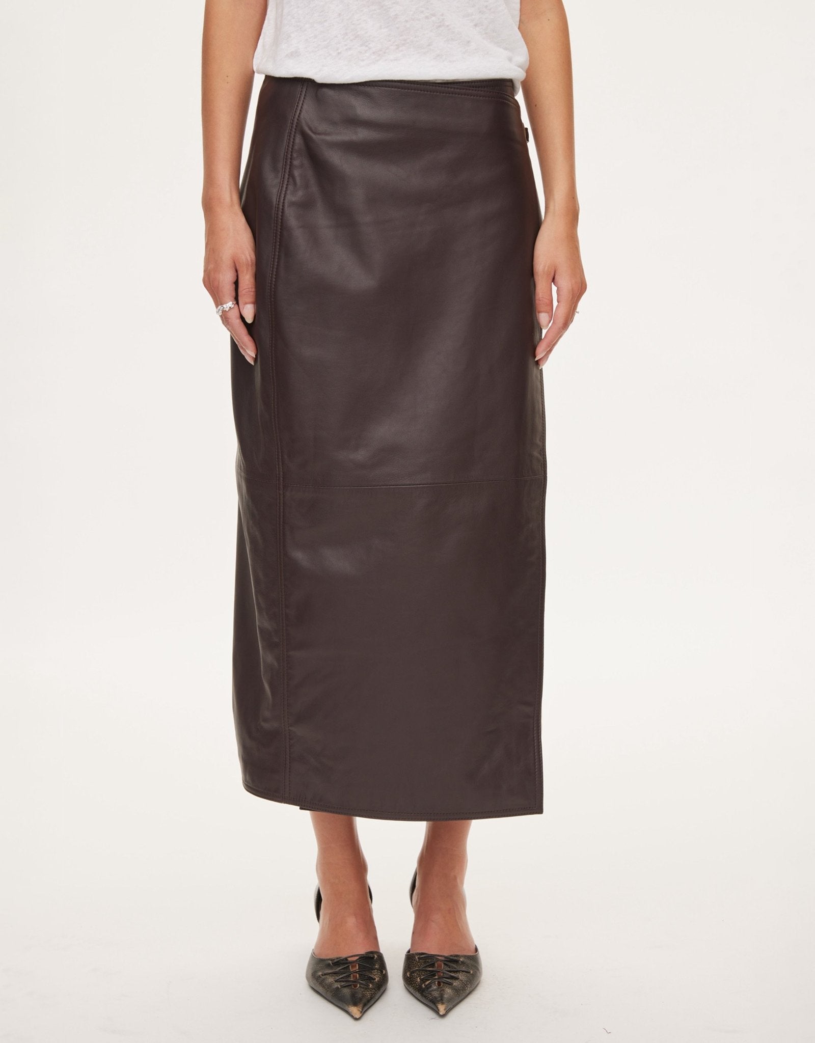 oval square Reflection Leather Skirt | Rezet Store