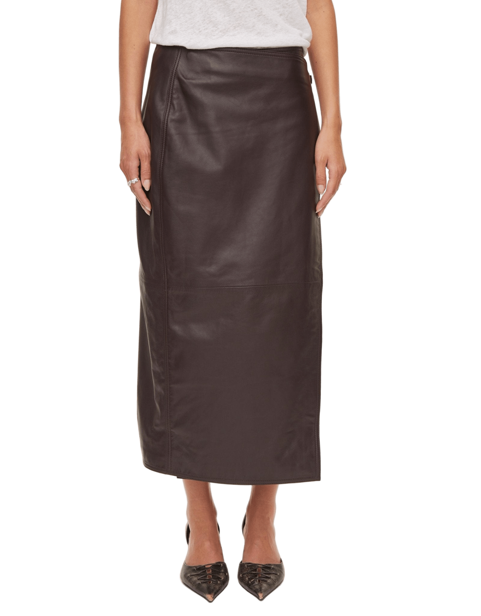 oval square Reflection Leather Skirt | Rezet Store