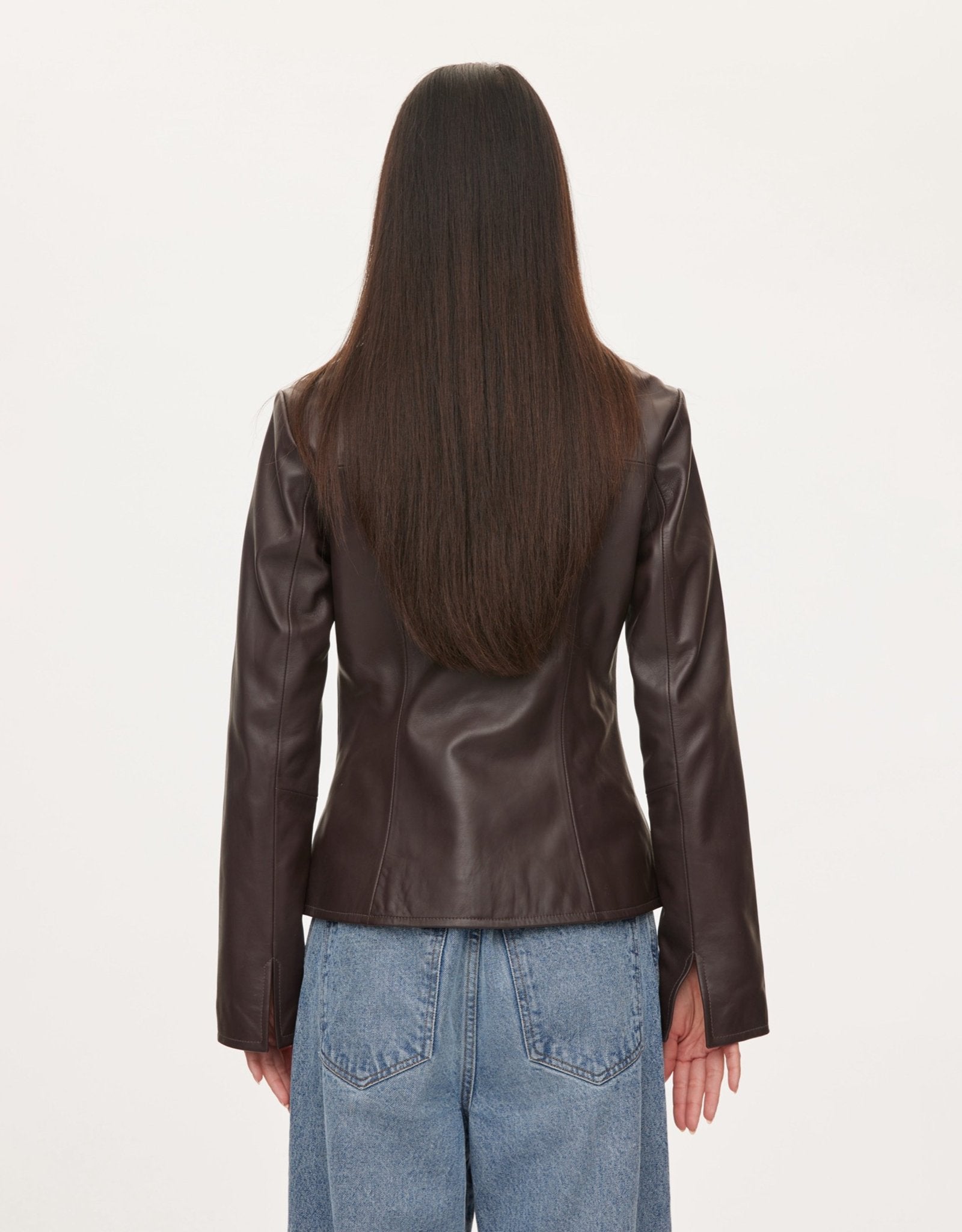 oval square Deep Leather Blazer | Rezet Store