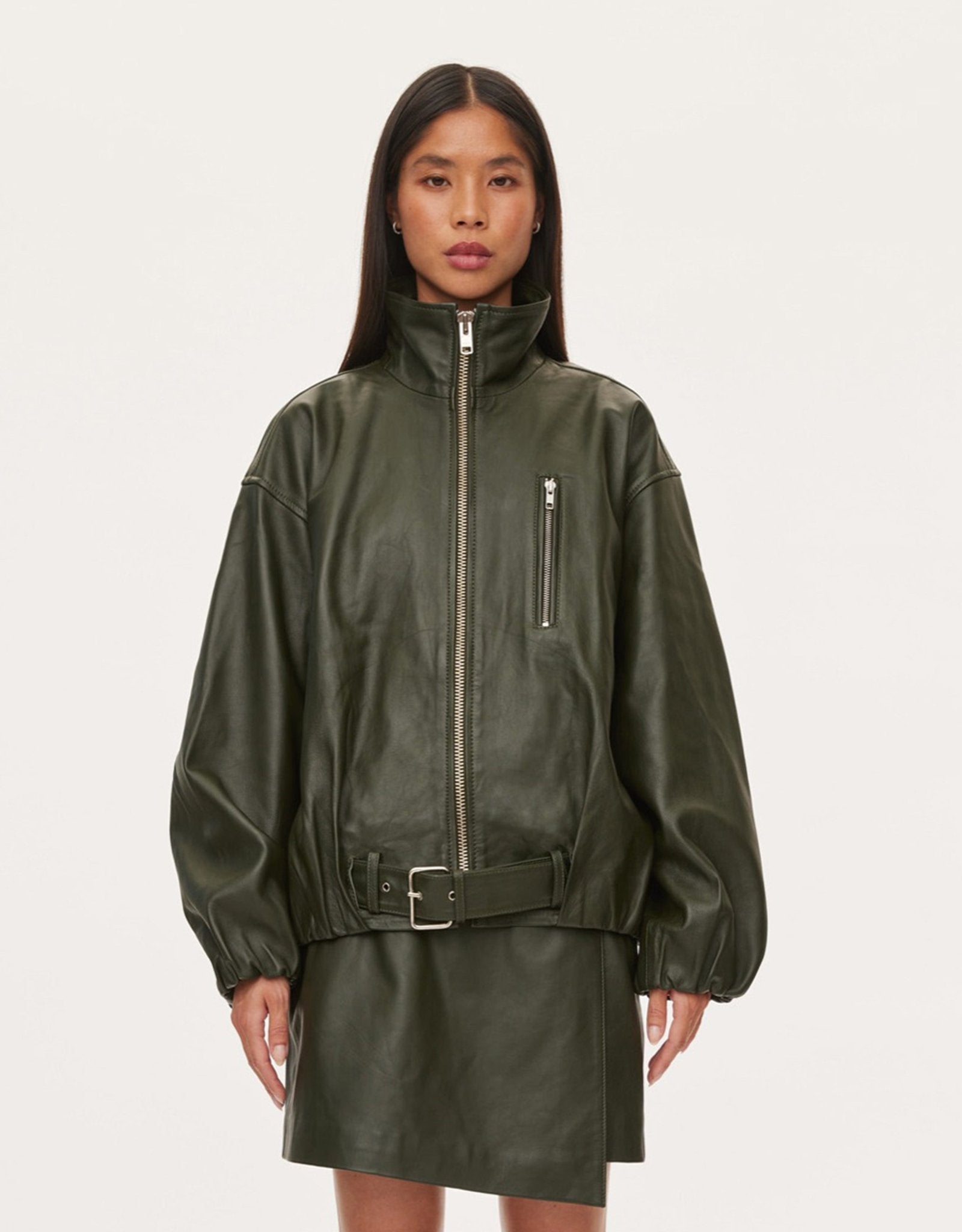 oval square Lenny Leather Jacket | Rezet Store