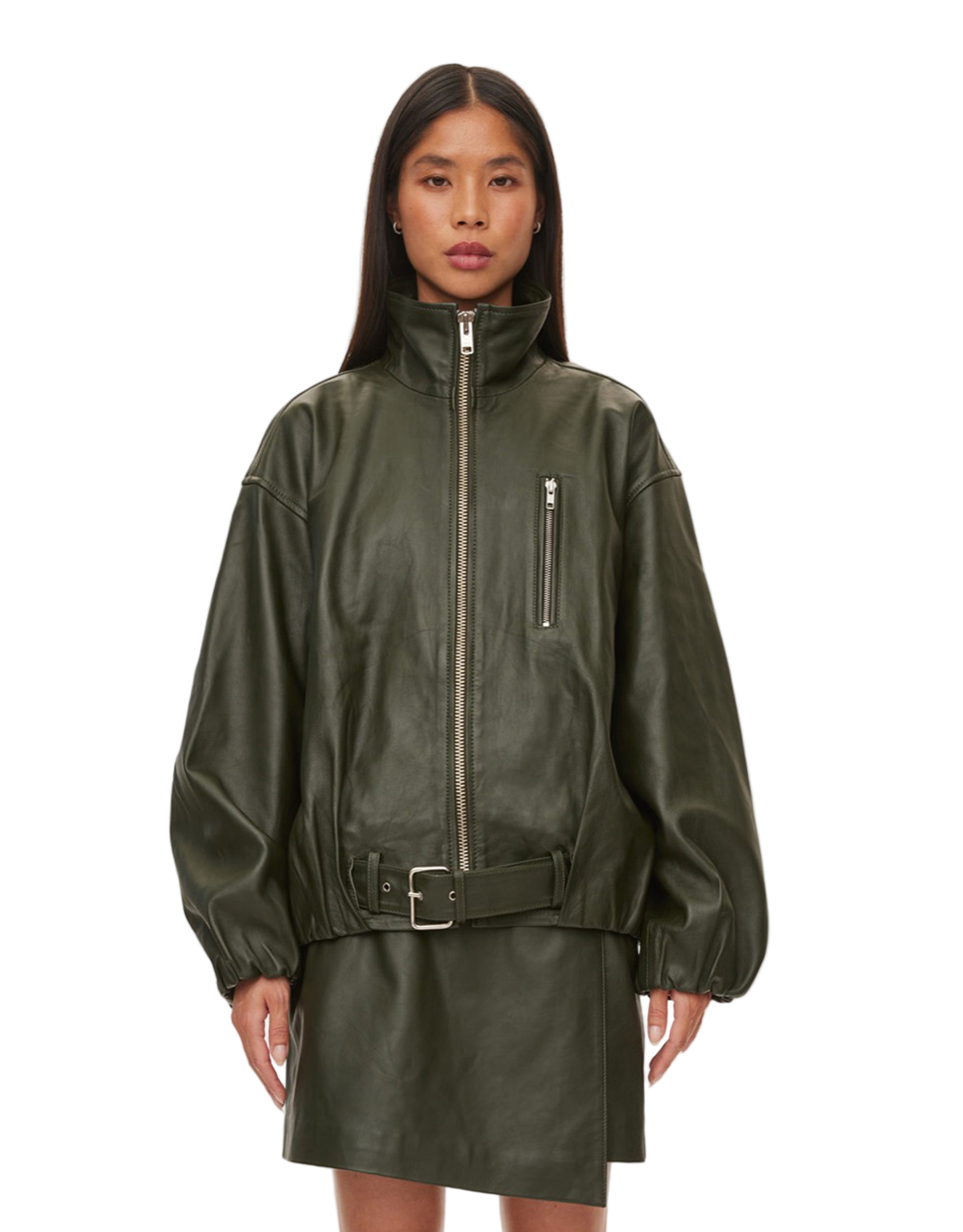 oval square Lenny Leather Jacket | Rezet Store
