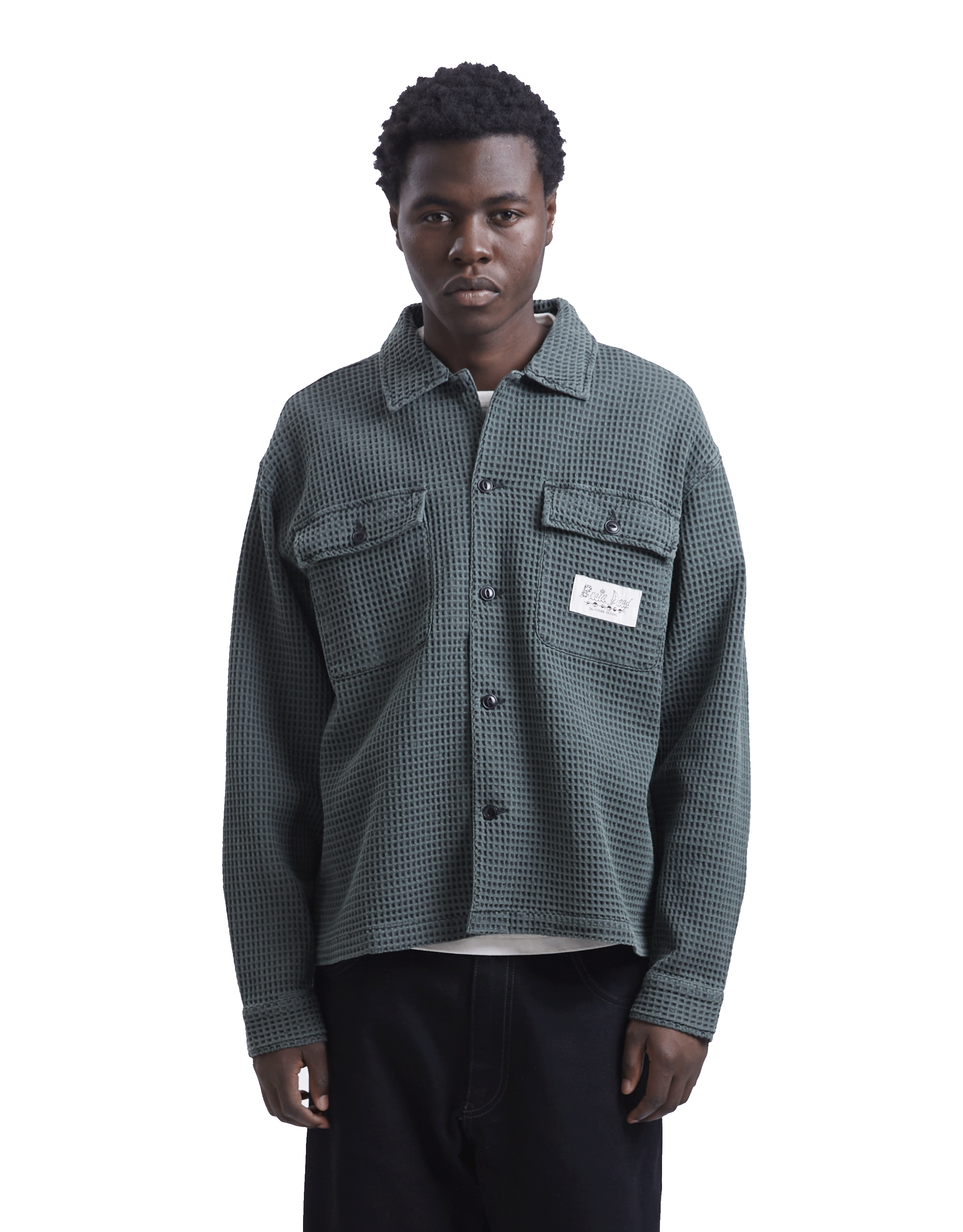Waffle Button Front Shirt