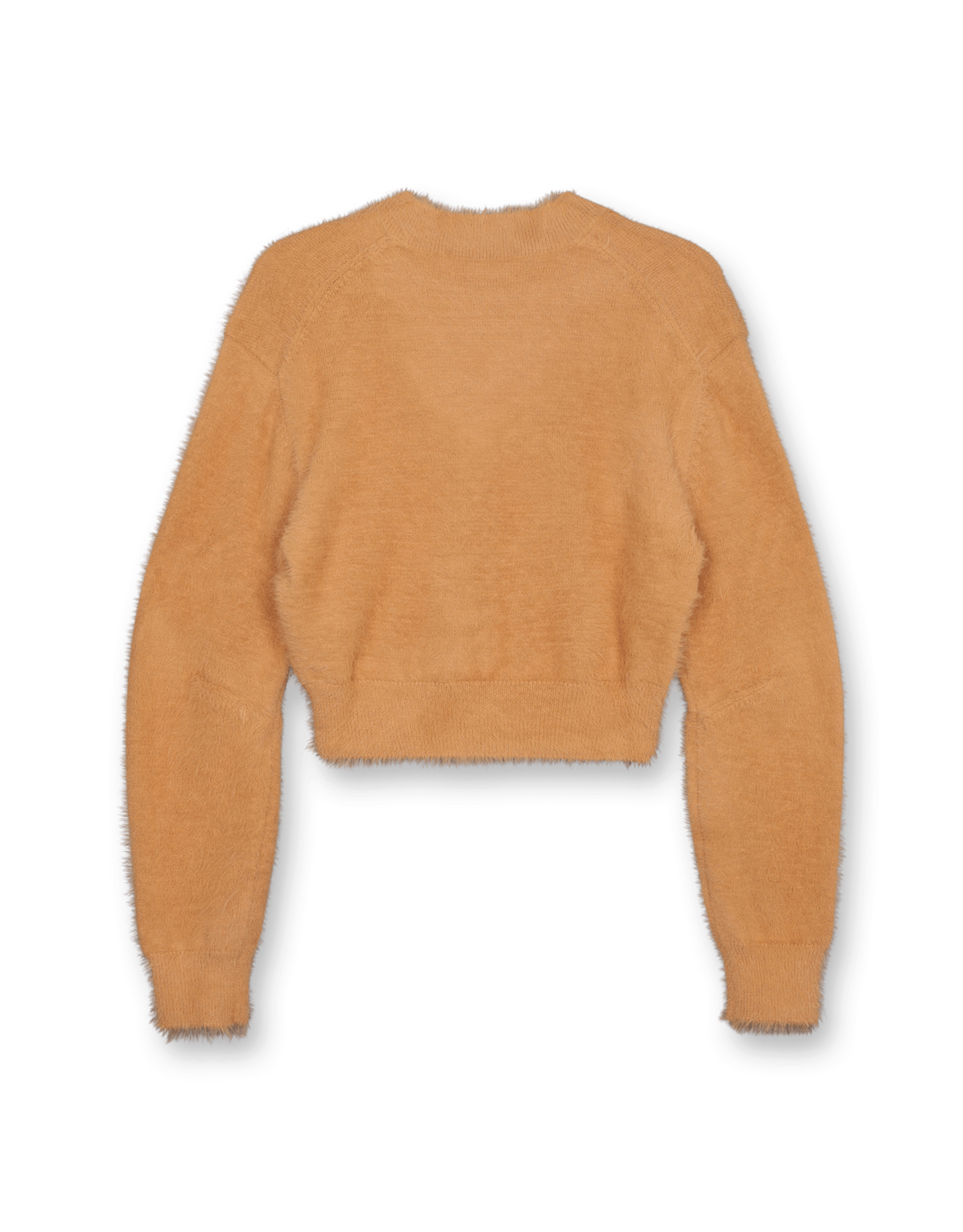 Long Hair V-Neck Knit Crop Top