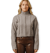 oval square Powder Knit Zip Cardigan | Rezet Store