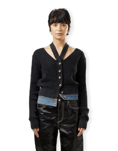 Sonya Dyeing Washed Cut-Out Cardigan