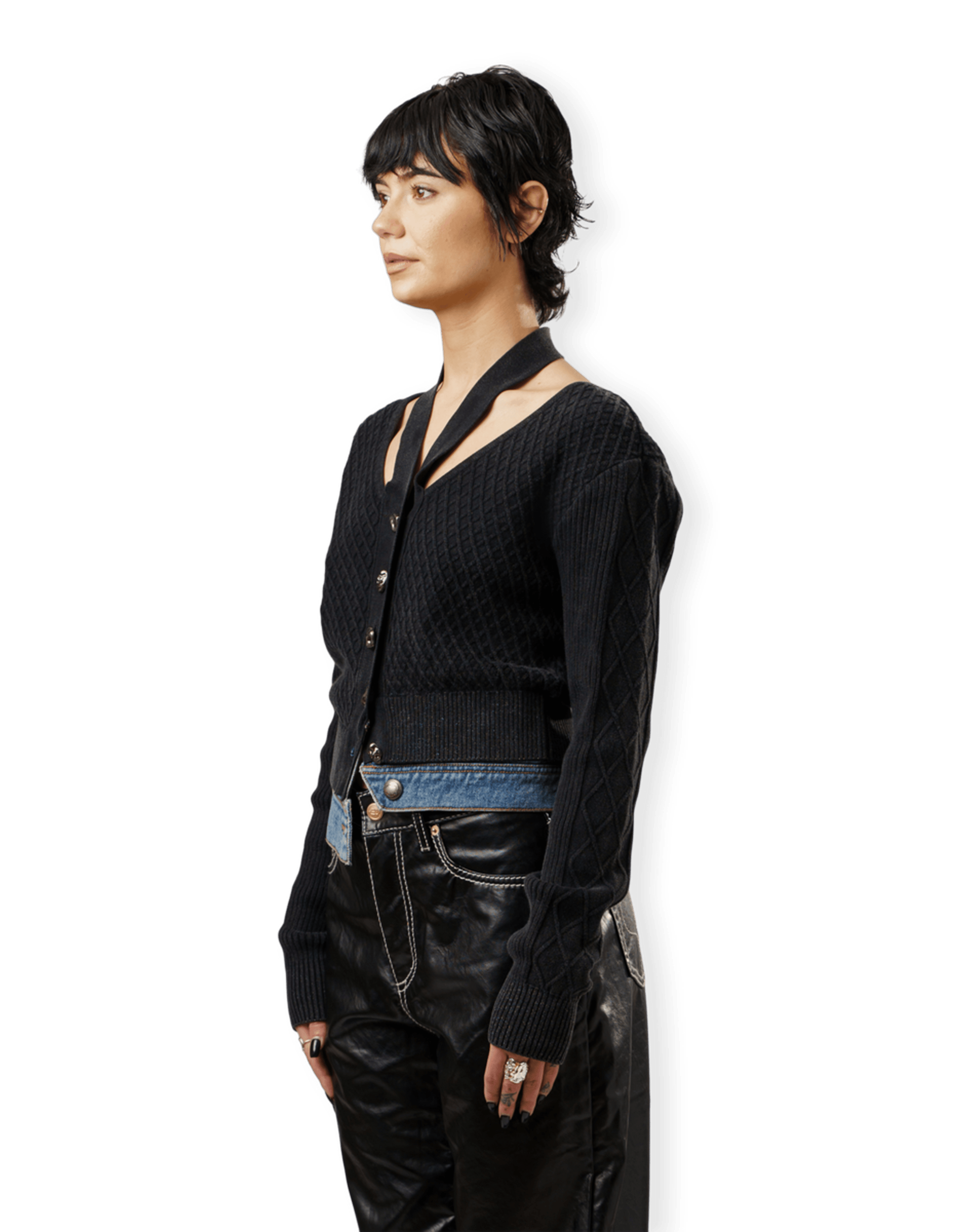 Sonya Dyeing Washed Cut-Out Cardigan