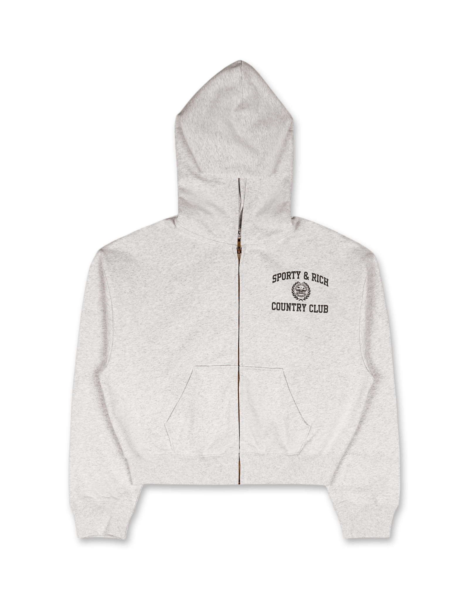 Sporty & Rich Varsity Crest Cropped Zip Hoodie - Rezetstore