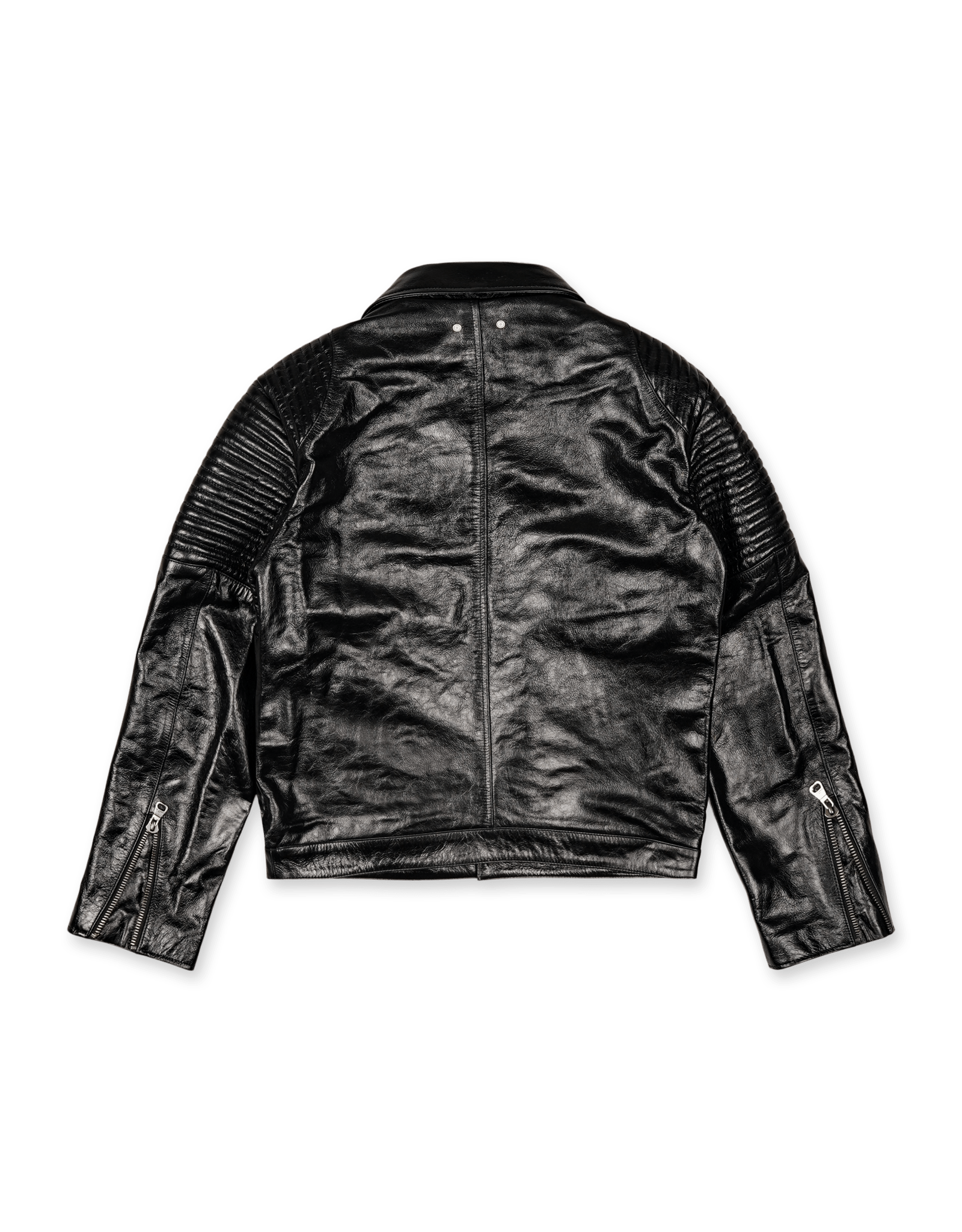 Checkerboard Patchwork Leather Biker Jacket