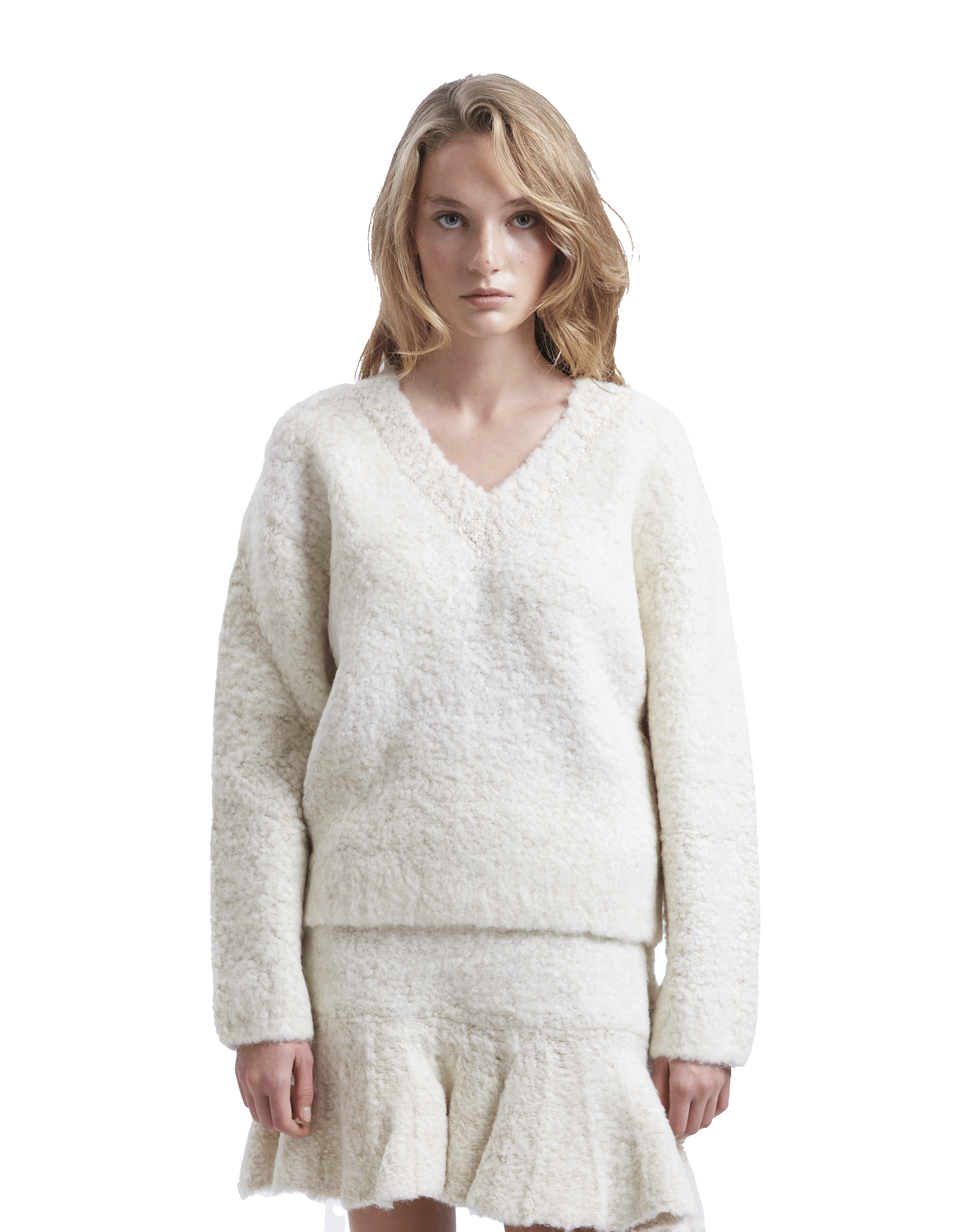 Wool Boucle V-Nect Knit