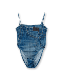 Denim Printed Knit Bodysuit