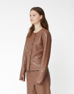 Scoop Leather Blouse