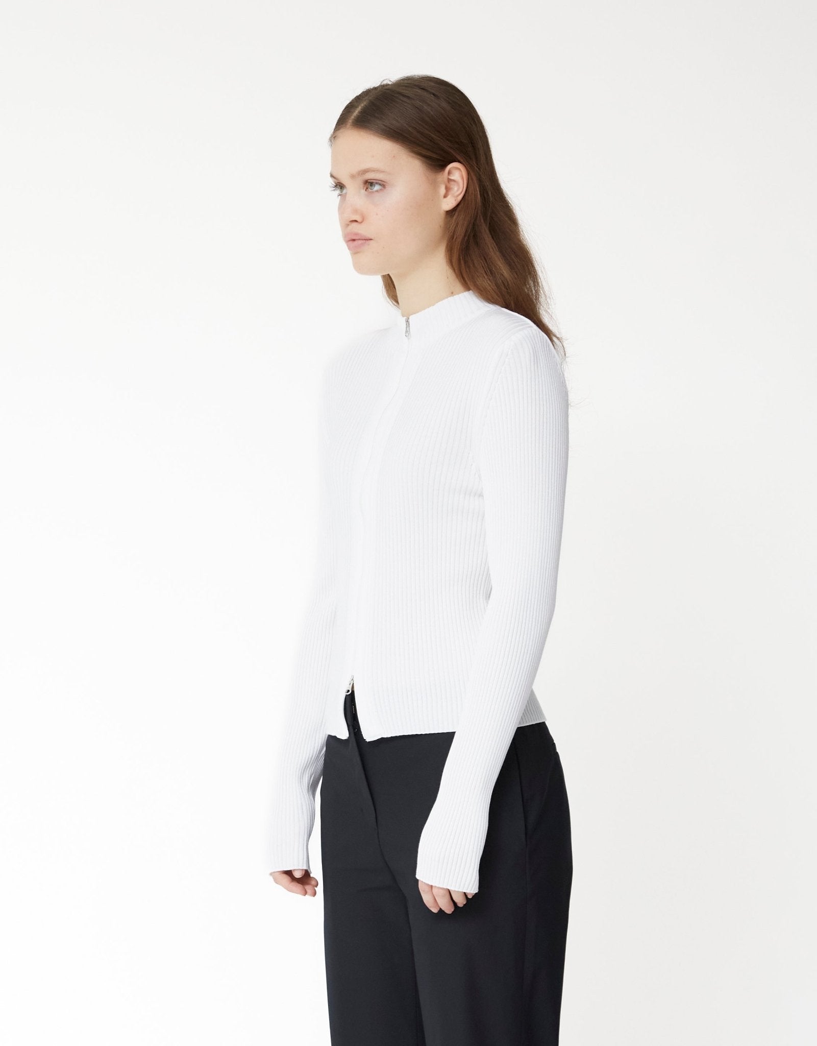 Ribbed Mock Neck Cardigan