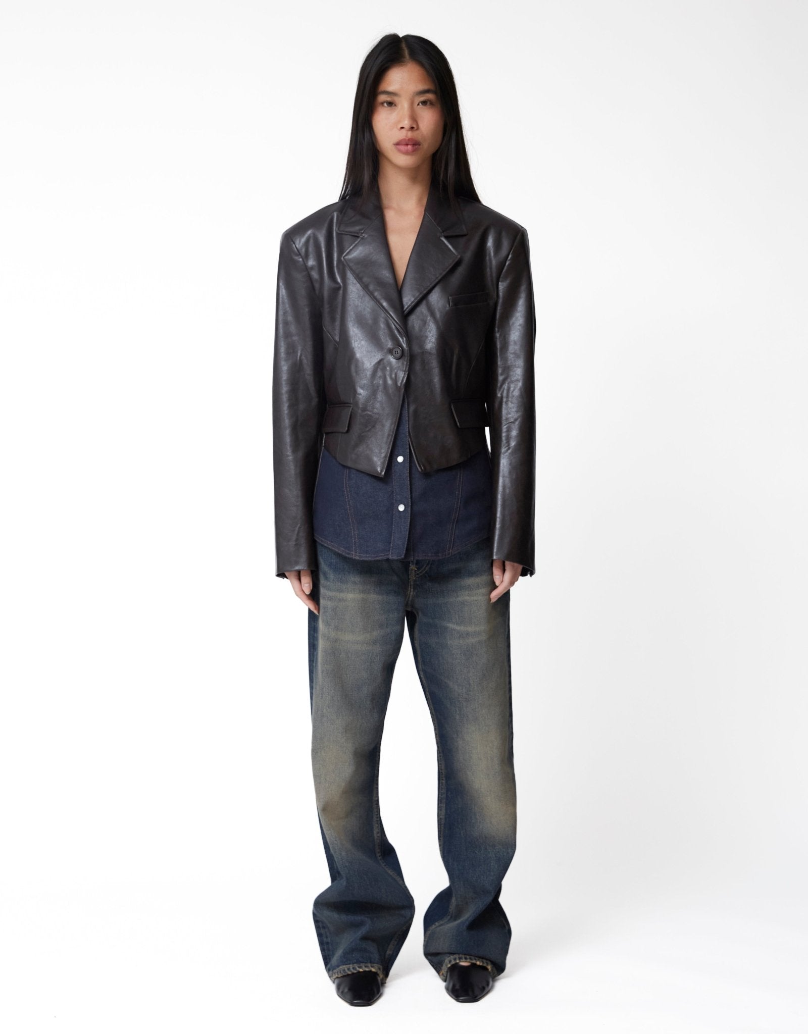 Andersson Bell Hybrid Faux - Leather Blazer - Rezetstore