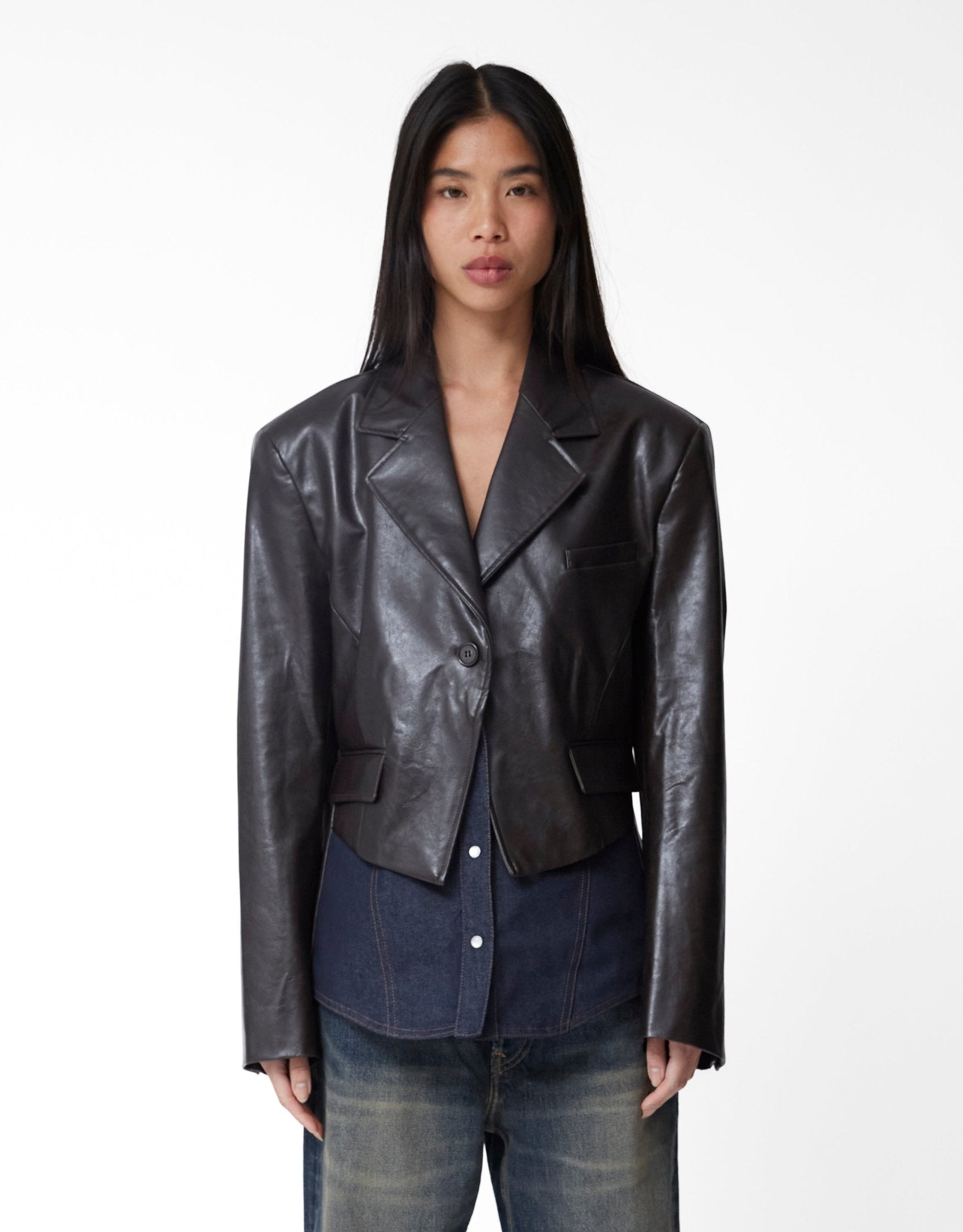 Andersson Bell Hybrid Faux - Leather Blazer - Rezetstore