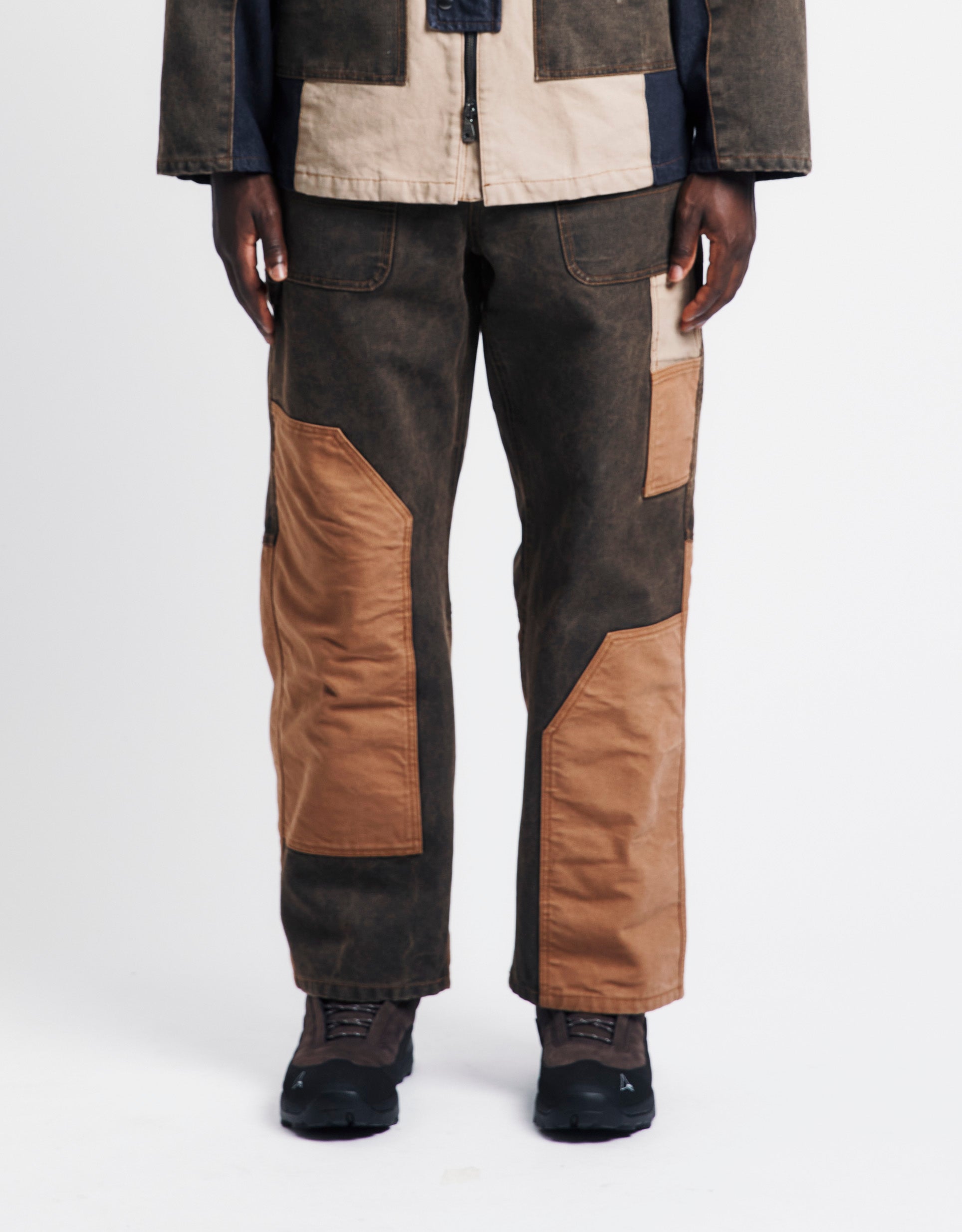 Patchwork Carpenter Wide-Leg Jeans