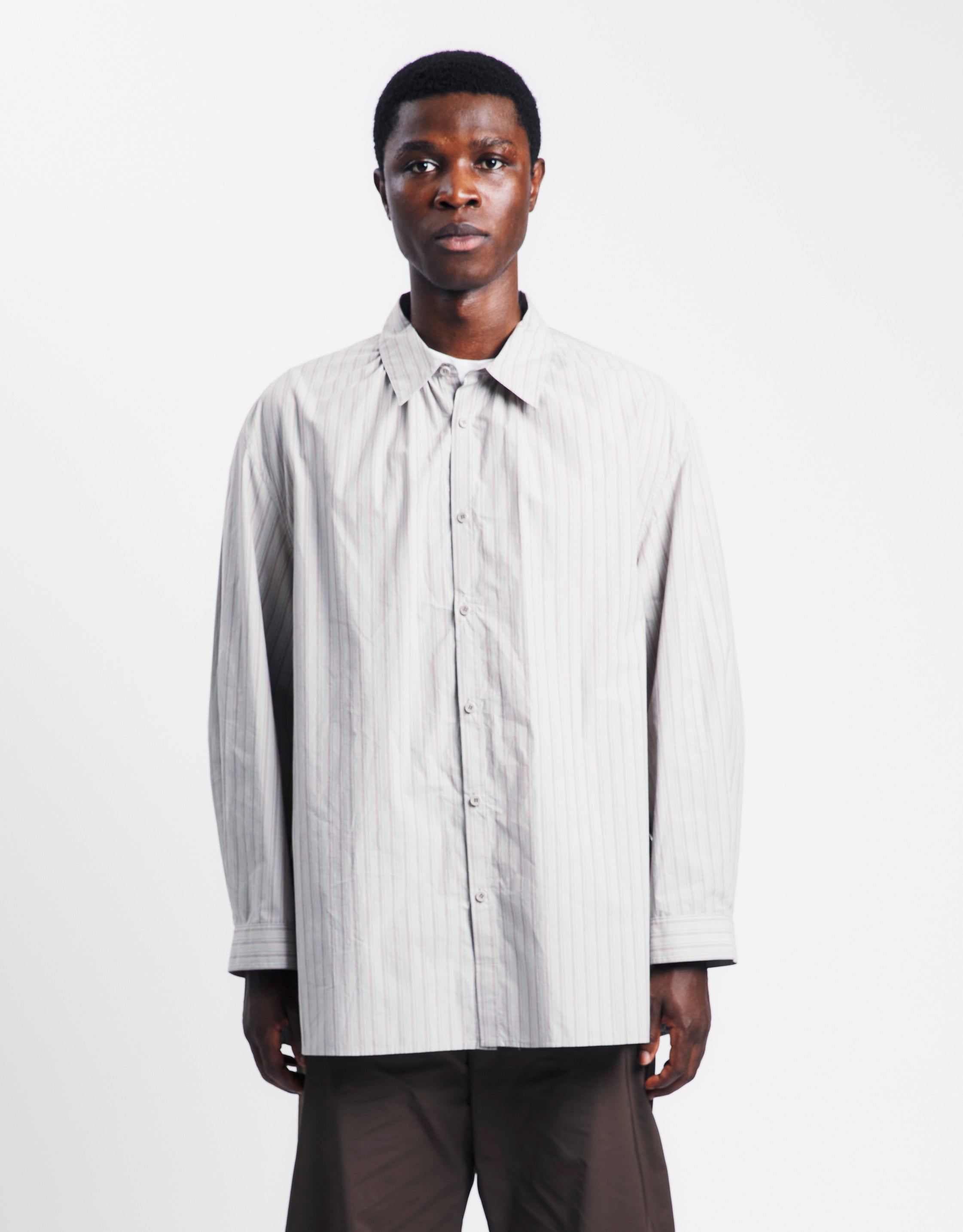 Stripe Shirring Oversized Shirts