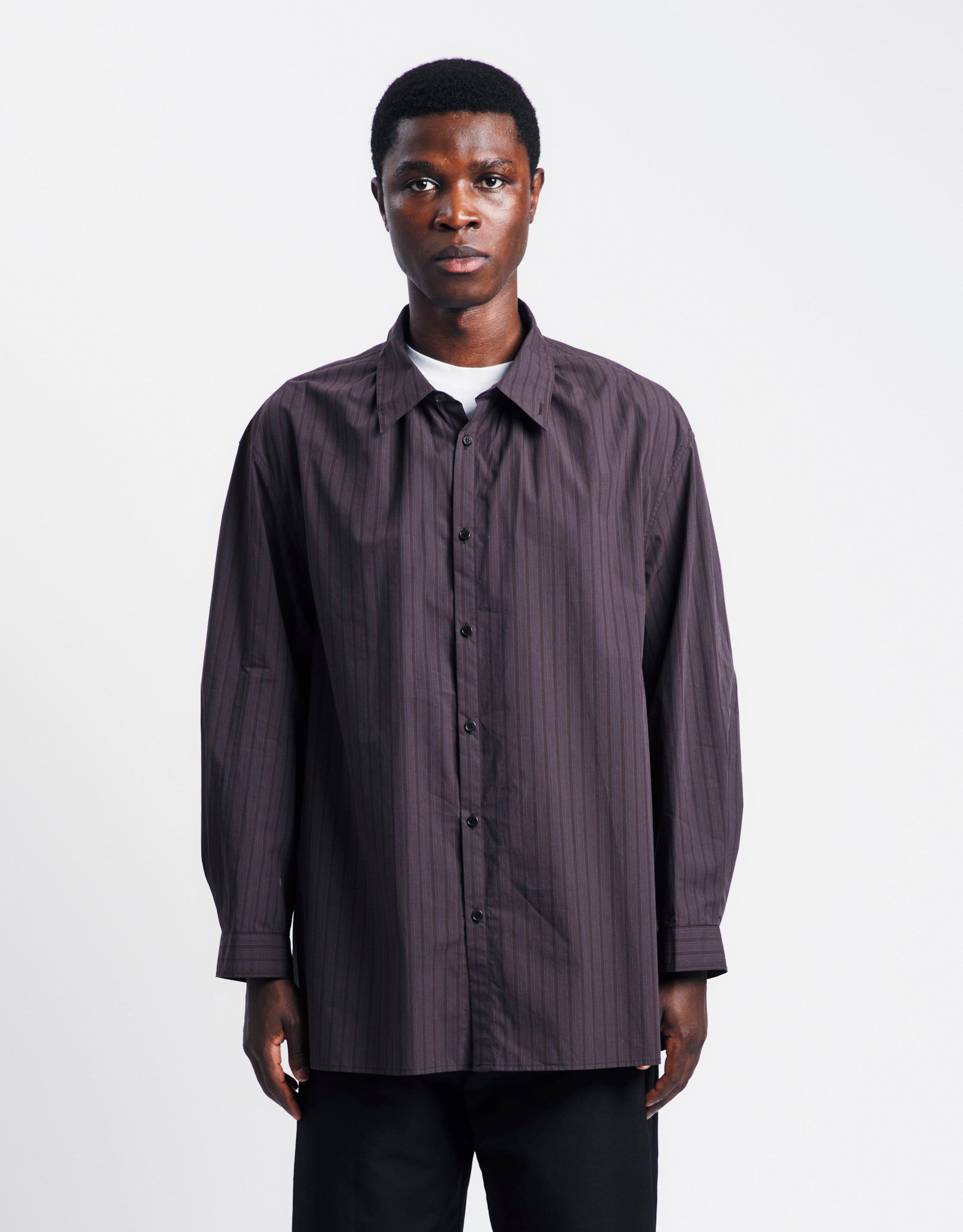 Stripe Shirring Oversized Shirts