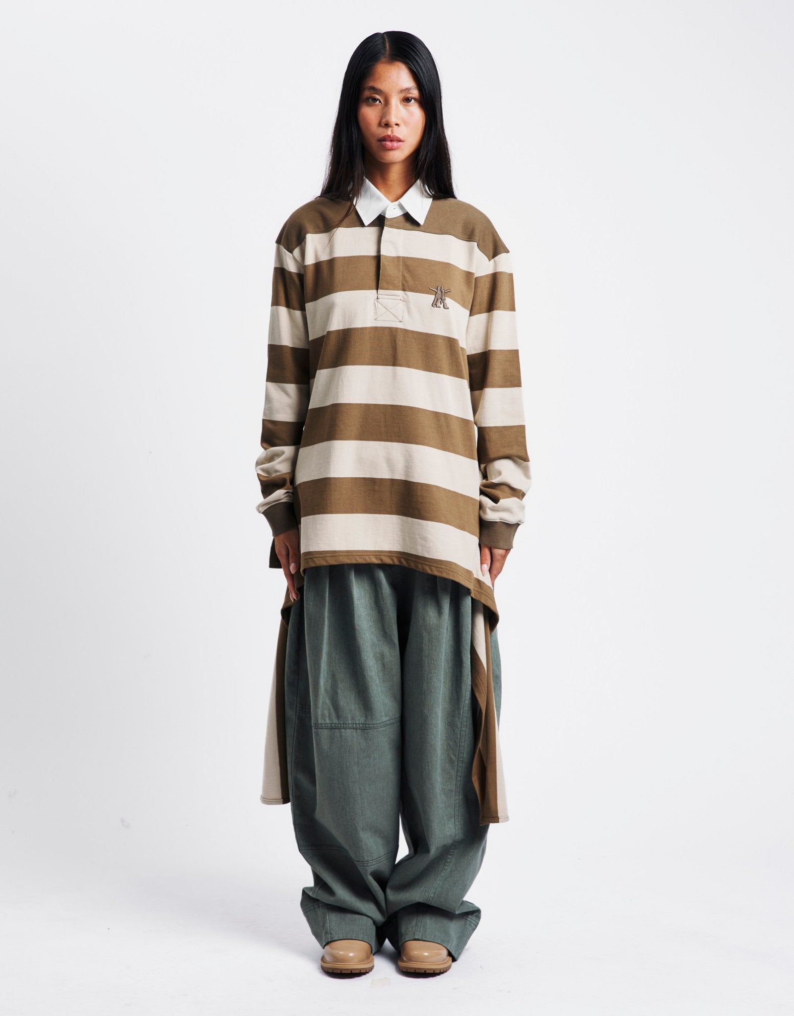 OPEN YY Stripe Trim Rugby Shirt | Rezet Store