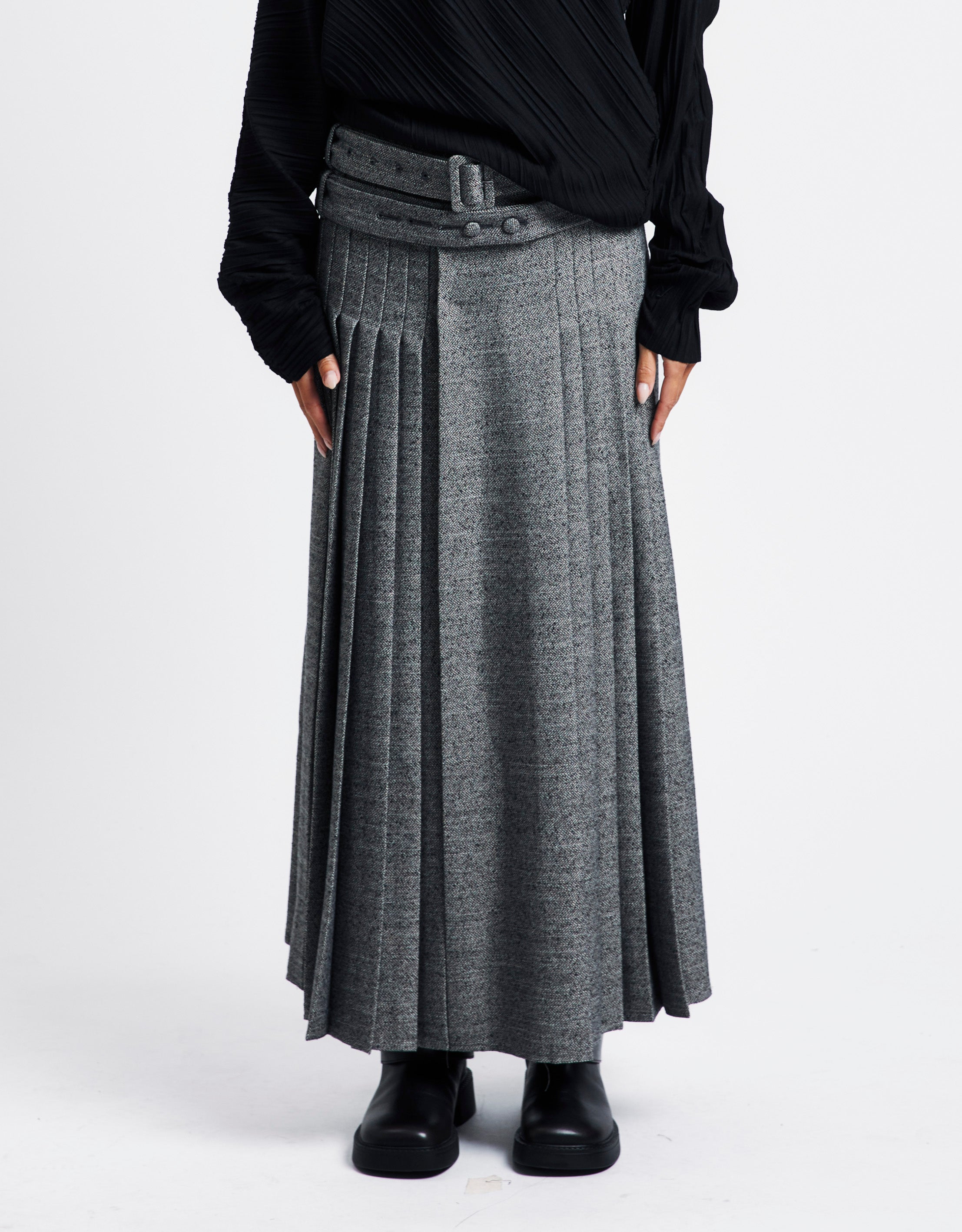 Double Belted Maxi Skirt
