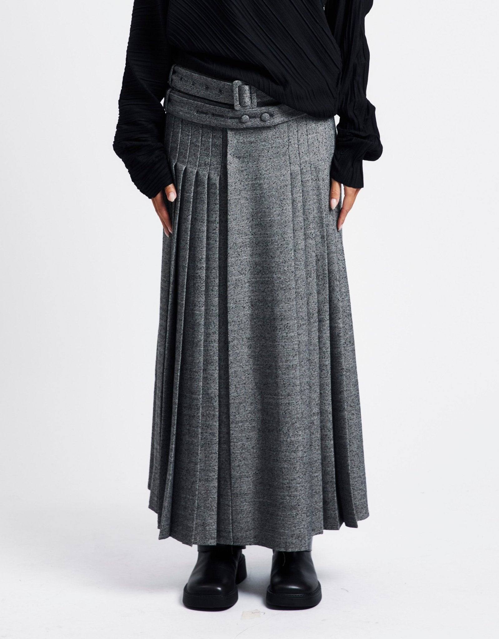OPEN YY Double Belted Maxi Skirt | Rezet Store