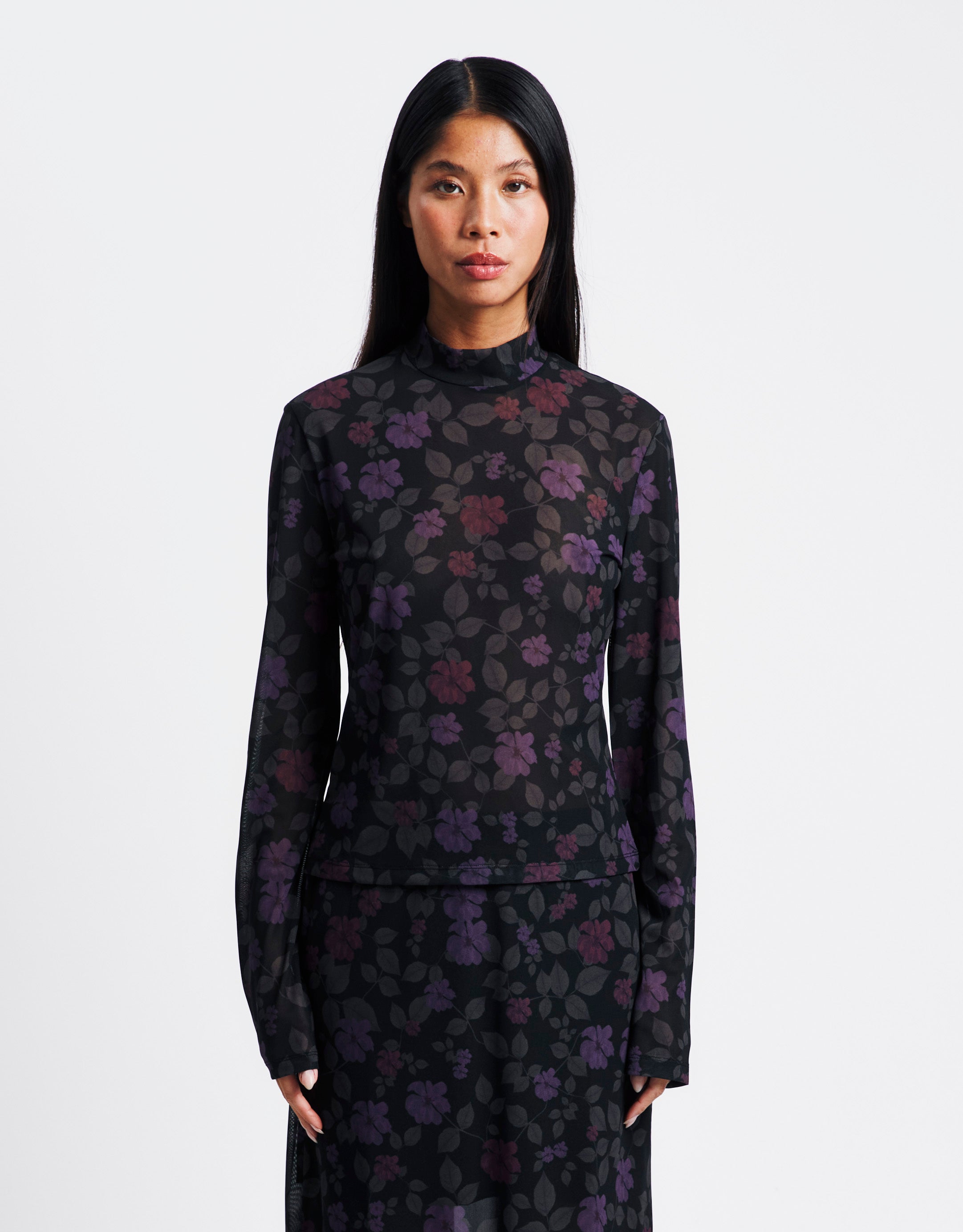 Floral Mock Neck Top