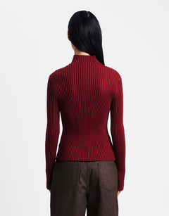 Amomento Ribbed High Neck Zip Up | Rezet Store