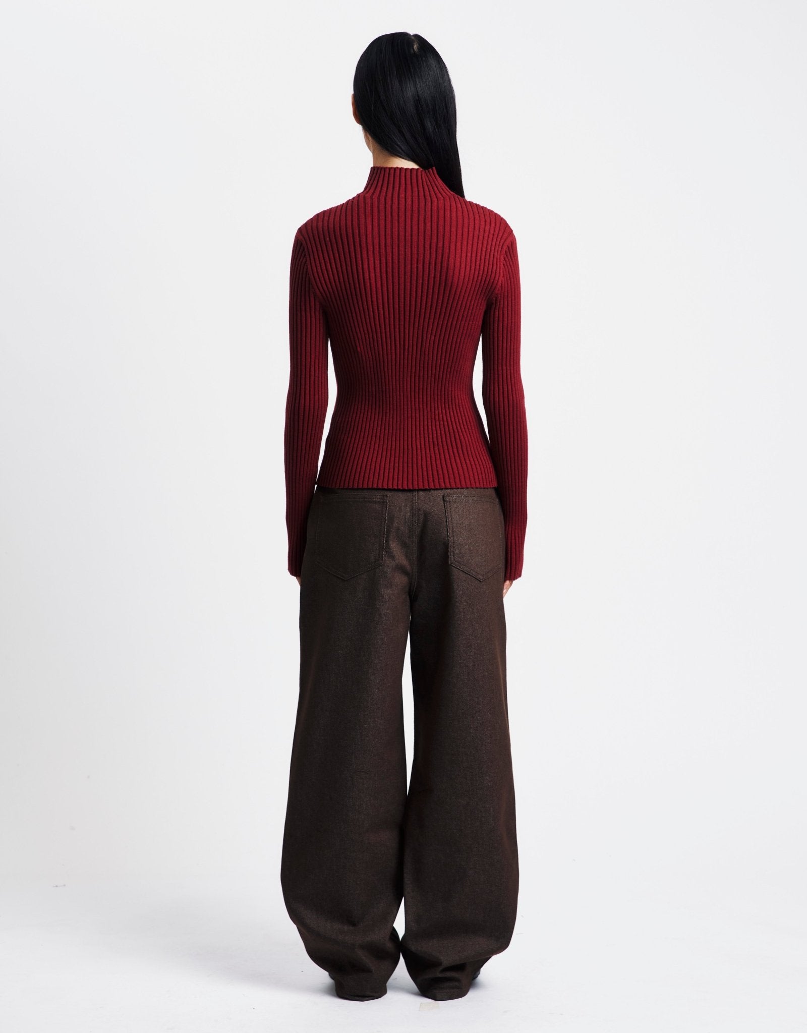 Amomento Ribbed High Neck Zip Up | Rezet Store