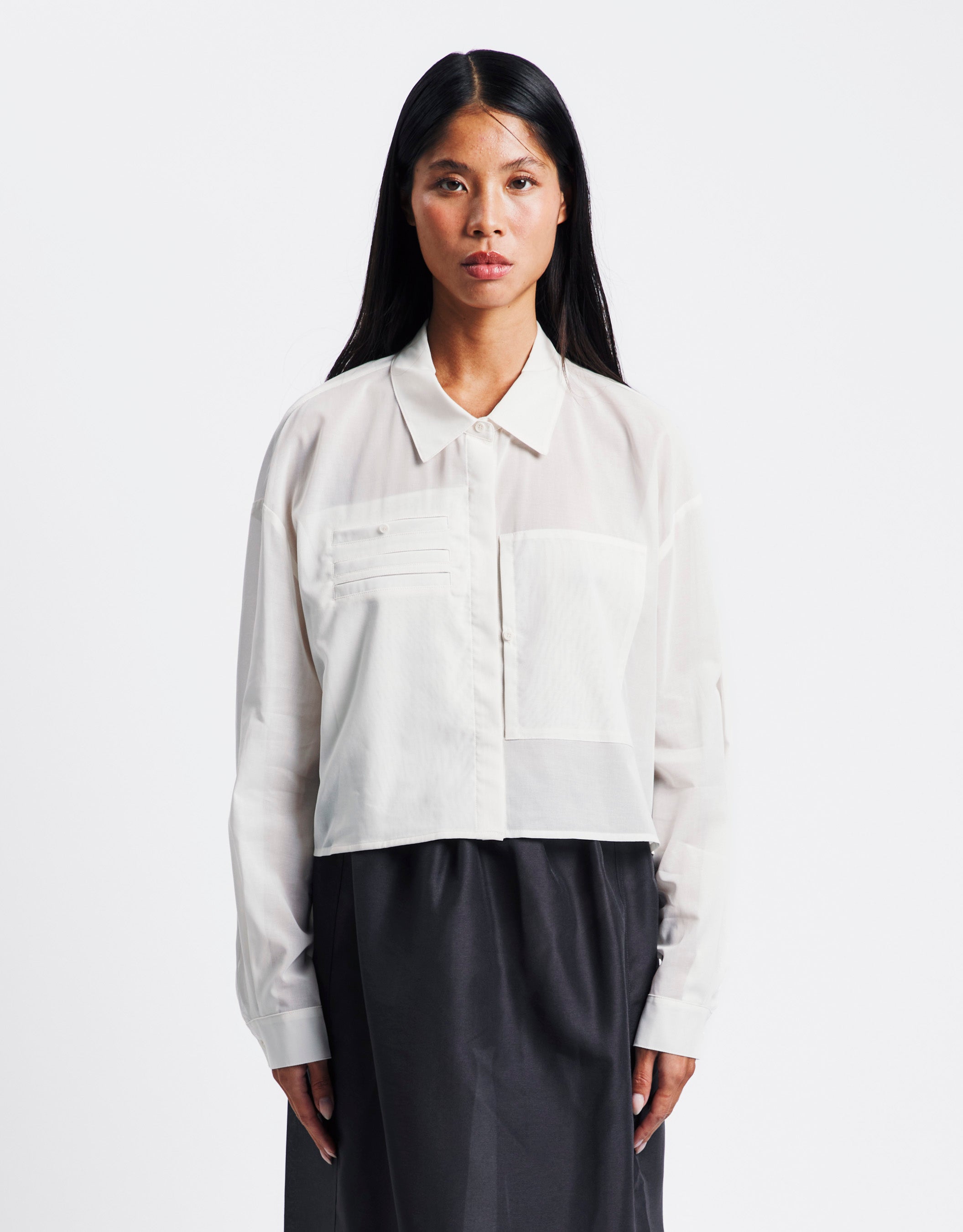 Drawer Pocket Crop Shirts