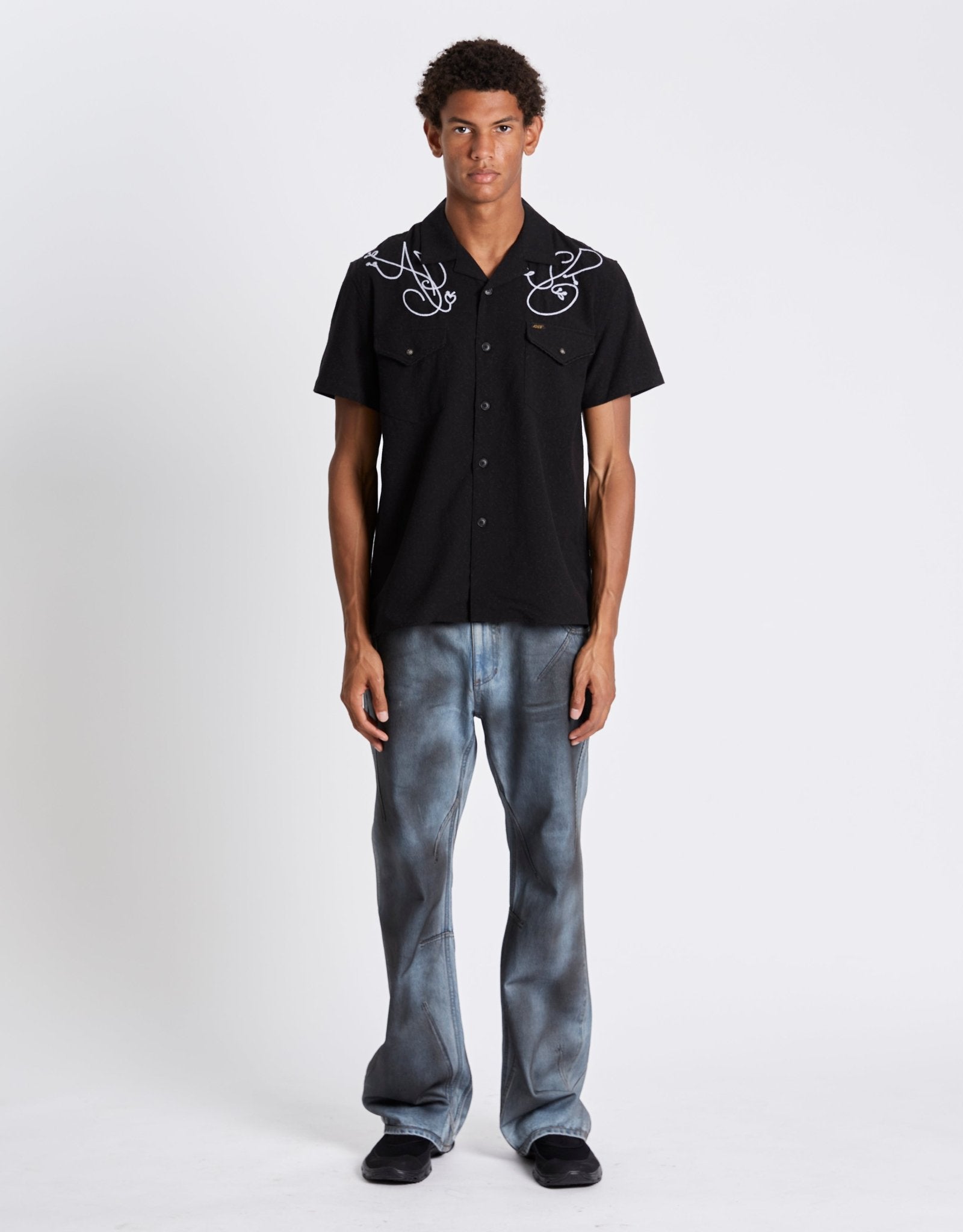 Andersson Bell Black Adsb Chain Embroidery Shirts | Rezet Store