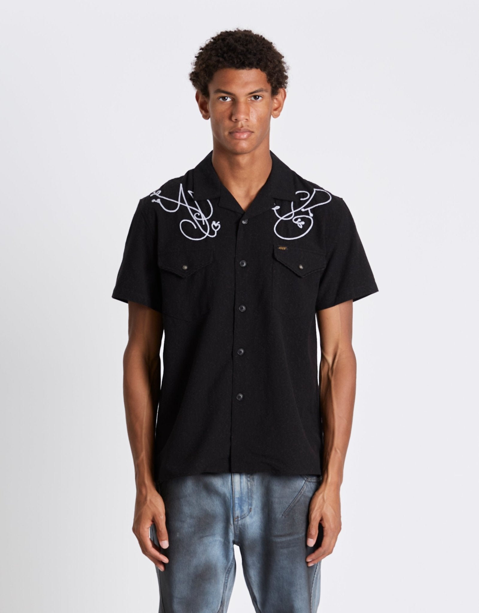Andersson Bell Black Adsb Chain Embroidery Shirts | Rezet Store