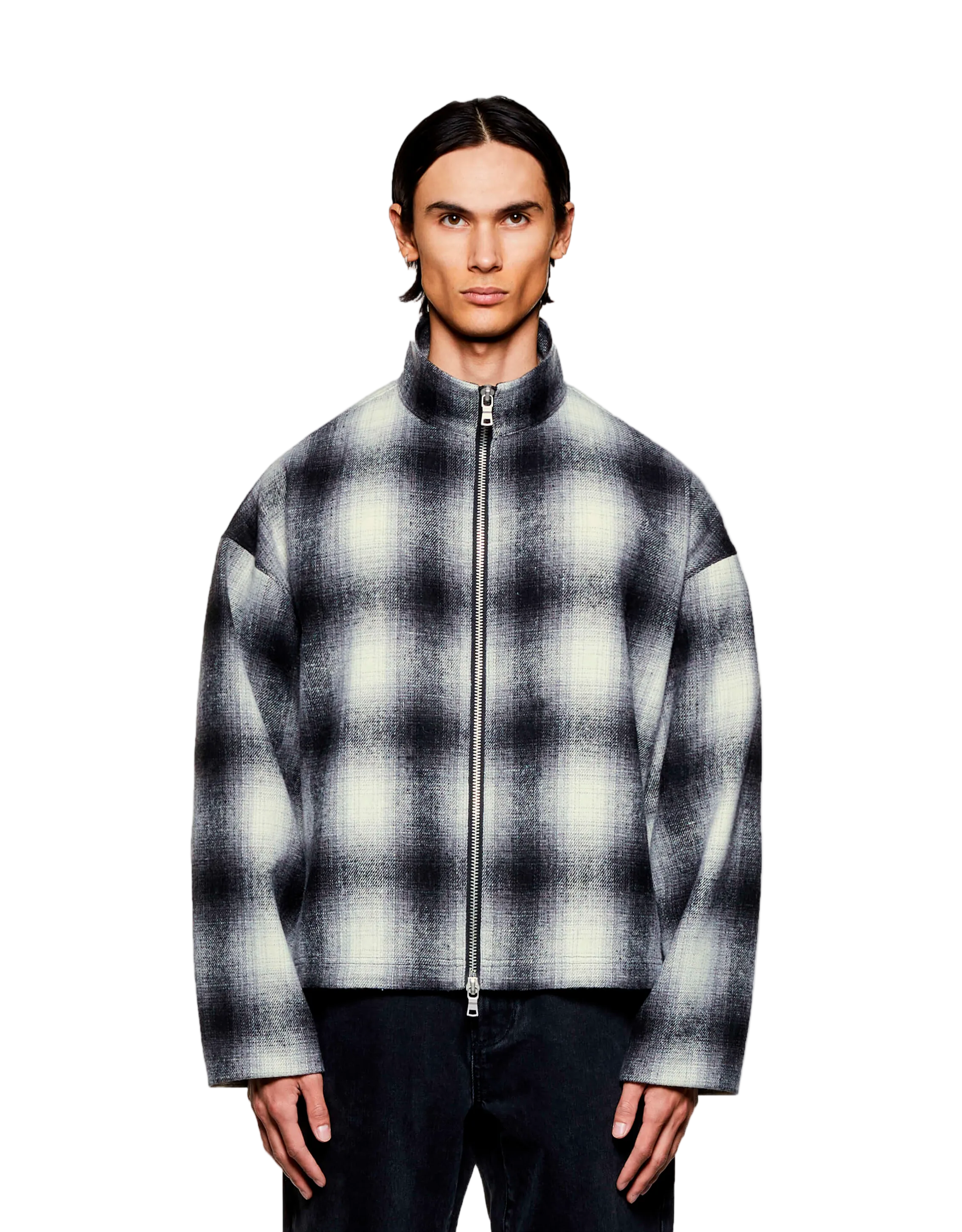 Wool Check Track Jacket