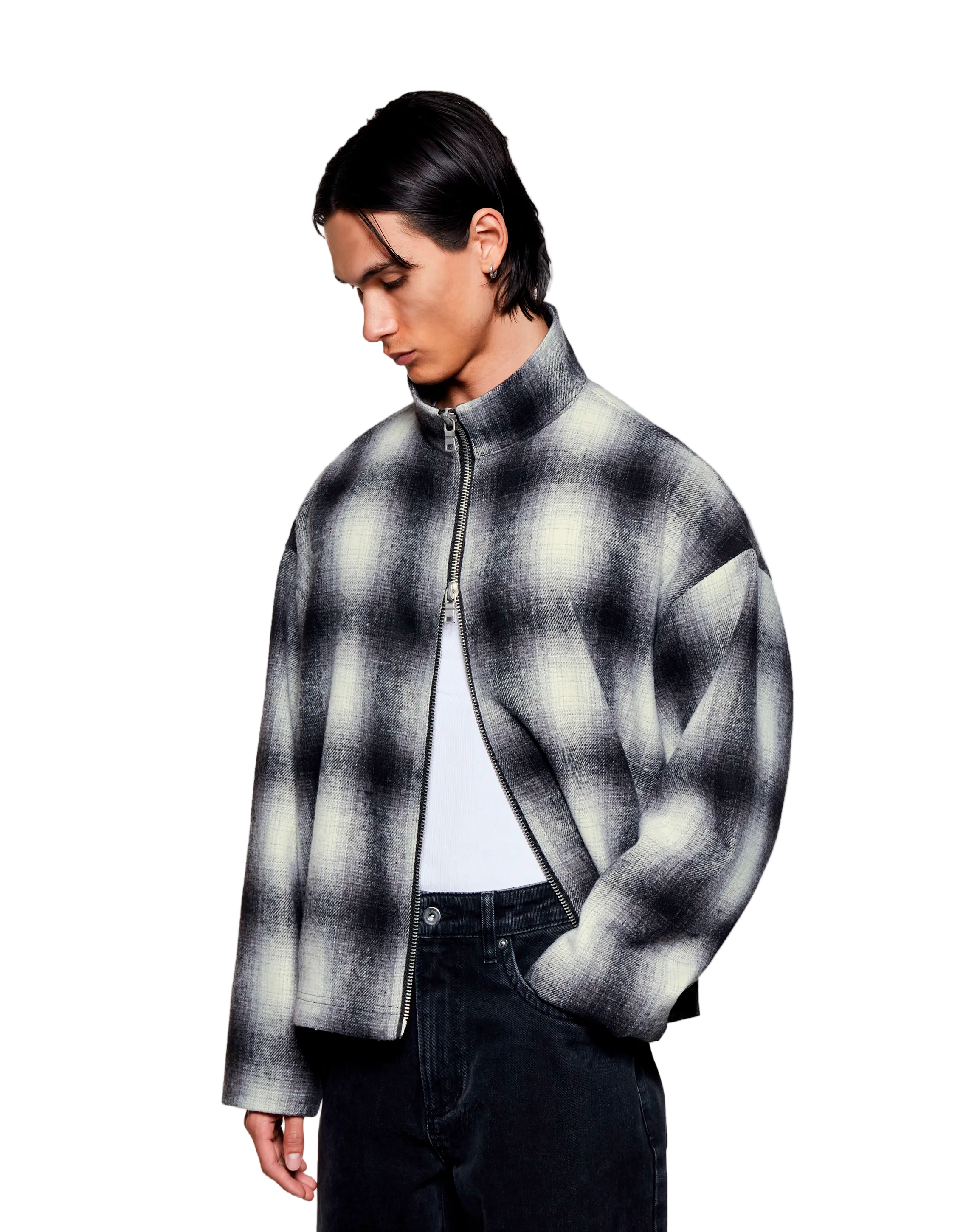 Wool Check Track Jacket