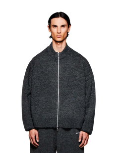 Mohair Blend Knit Track Jacket