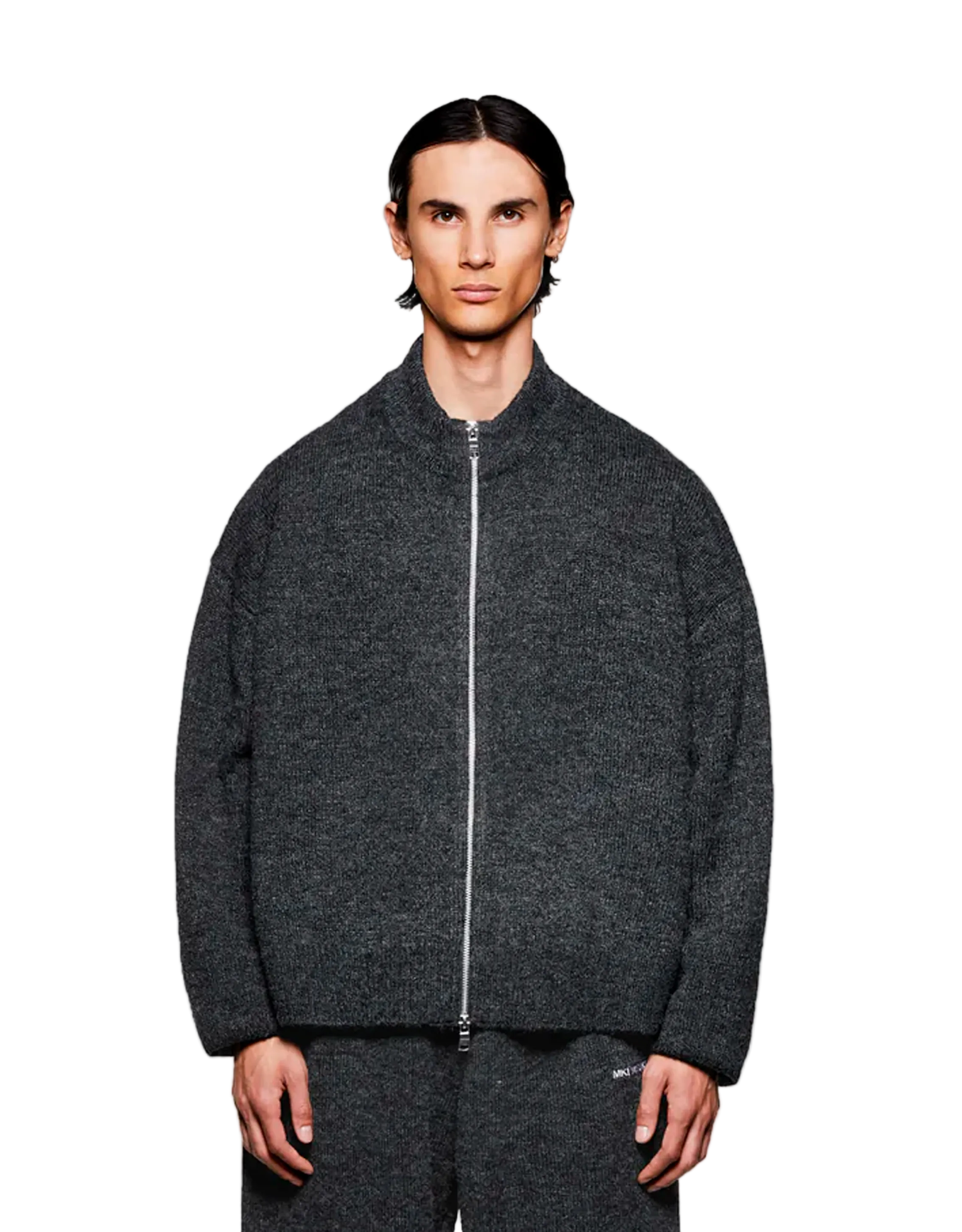Mohair Blend Knit Track Jacket