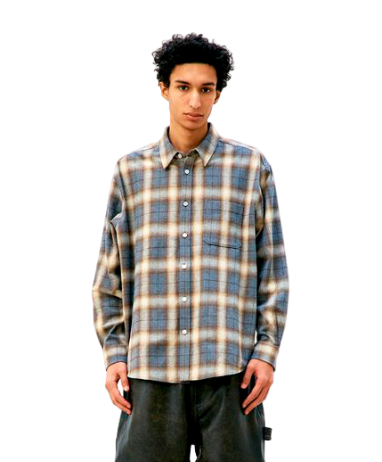 Ombre Flannel One Pocket Checkered Shirt