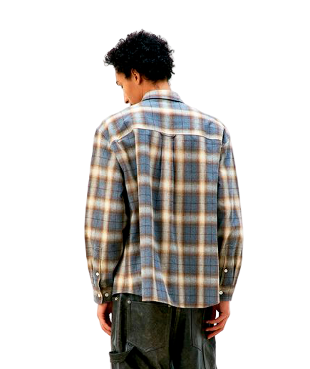 Ombre Flannel One Pocket Checkered Shirt
